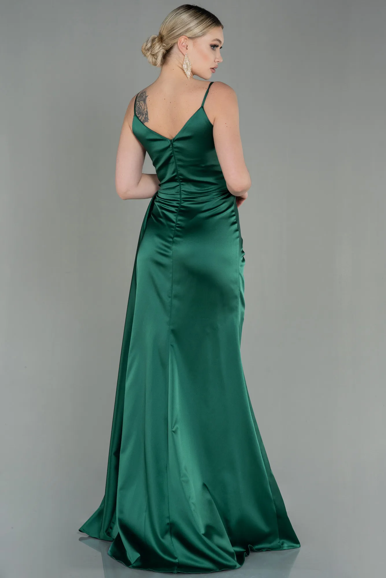 Green-Long Satin Prom Gown ABU2273
