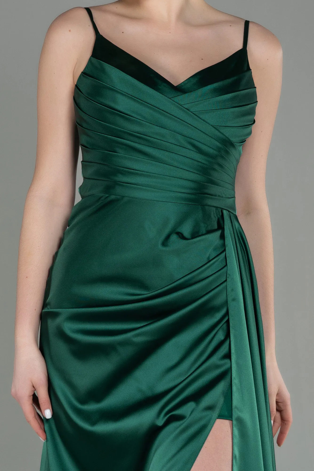 Green-Long Satin Prom Gown ABU2273