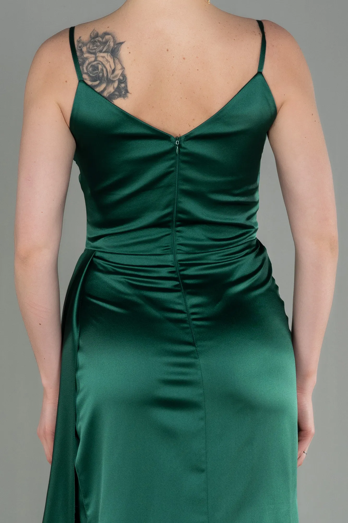 Green-Long Satin Prom Gown ABU2273