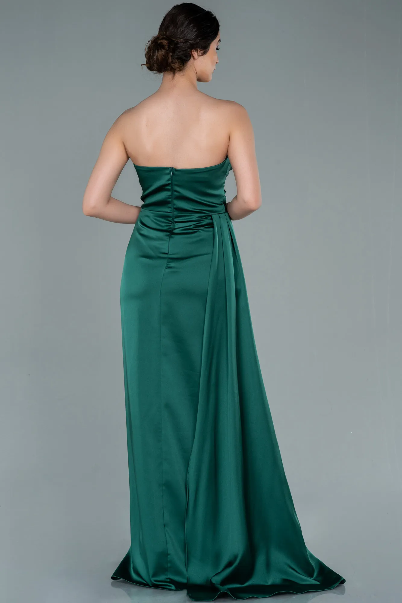 Green-Long Satin Prom Gown ABU2340