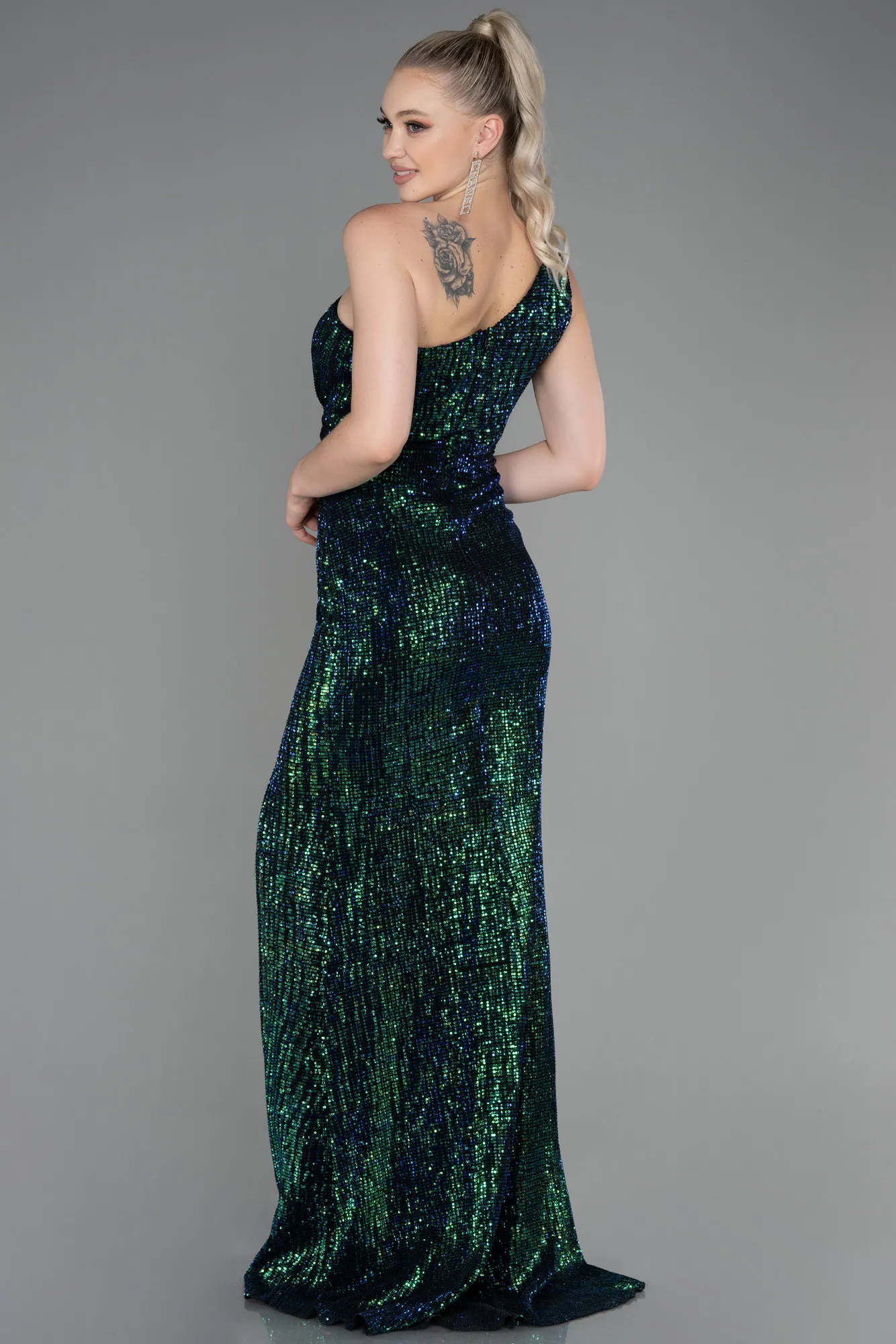 Green-Long Scaly Evening Dress ABU3231