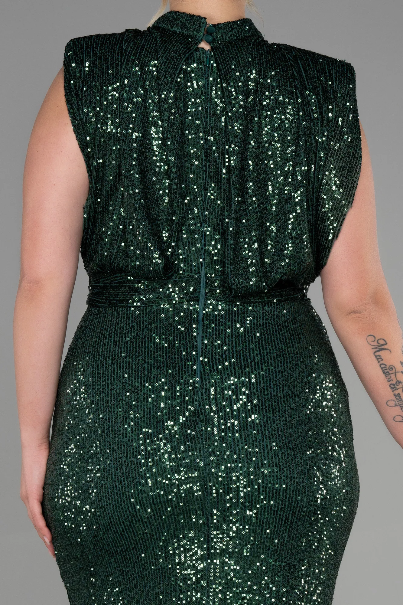 Green-Long Scaly Plus Size Evening Dress ABU3115