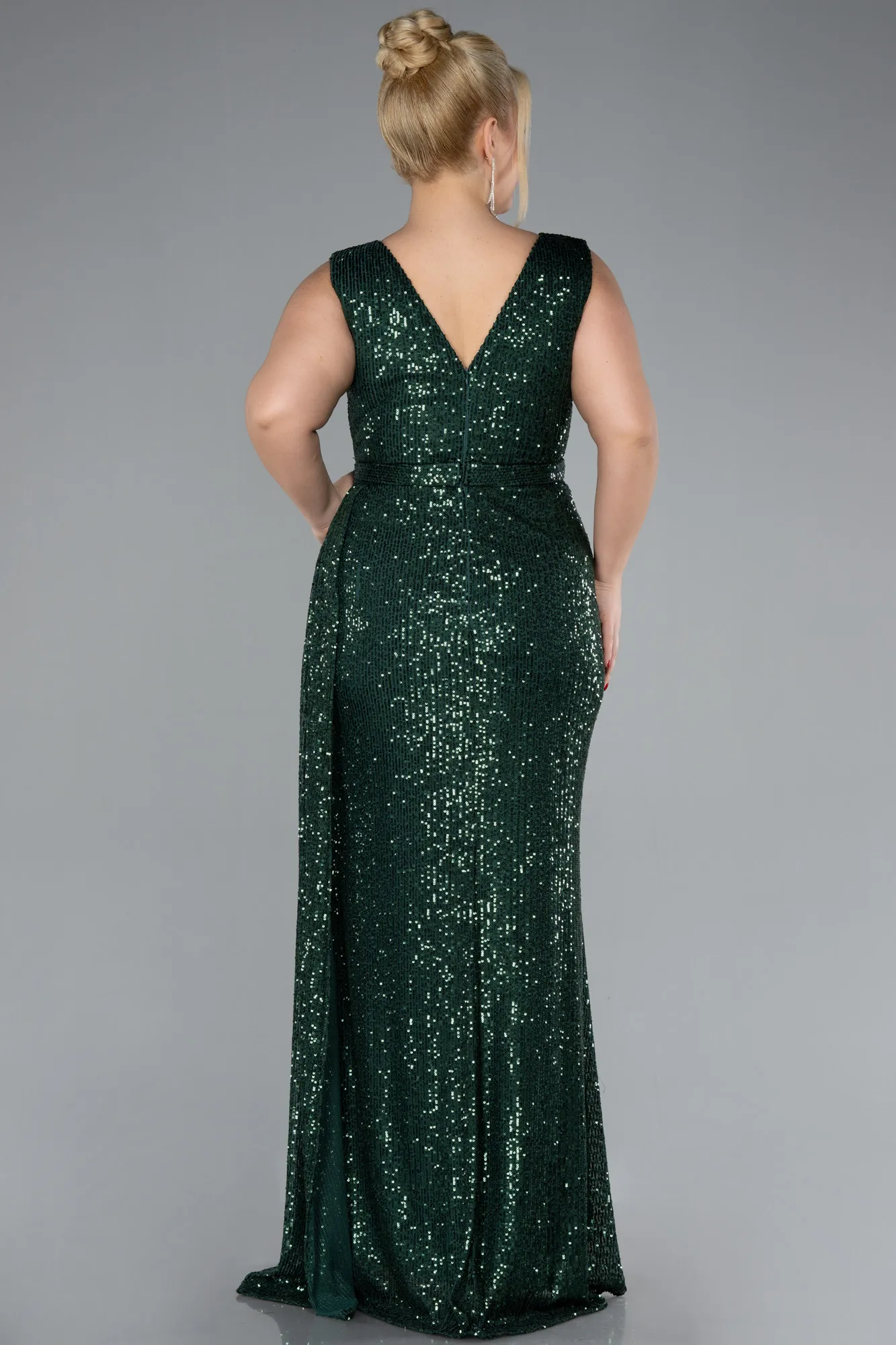 Green-Long Scaly Plus Size Evening Dress ABU3194