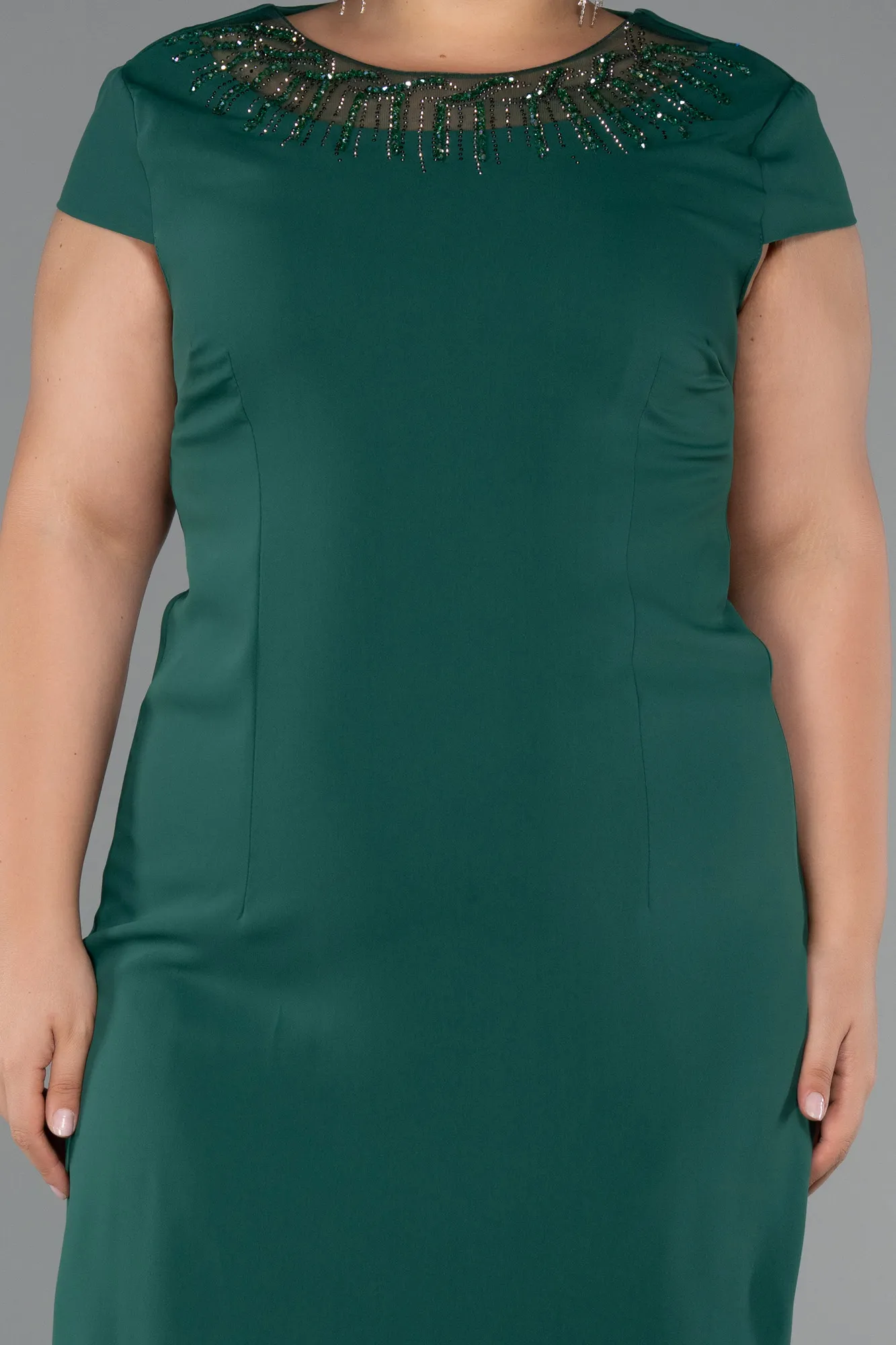 Green-Midi Plus Size Cocktail Dress ABK2445