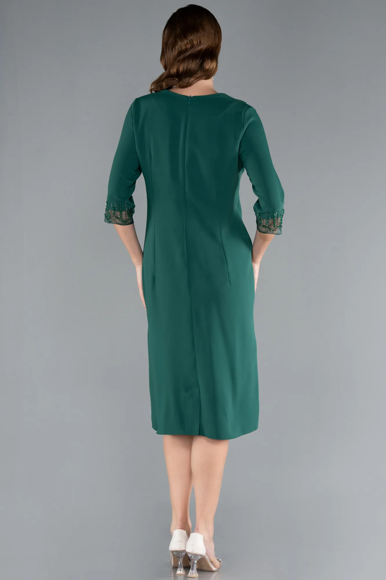 Green-Midi Plus Size Evening Dress ABK1622