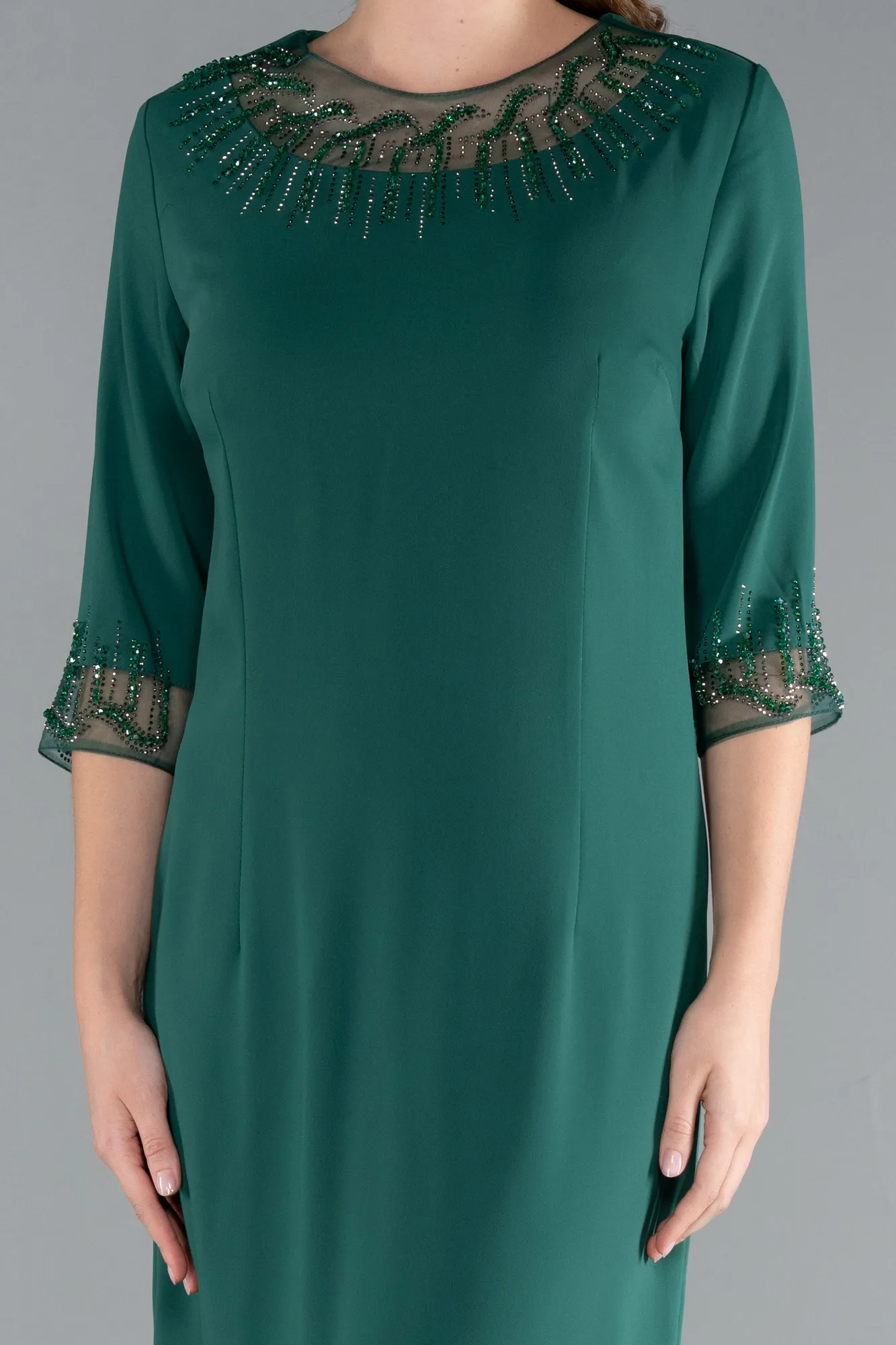 Green-Midi Plus Size Evening Dress ABK1622