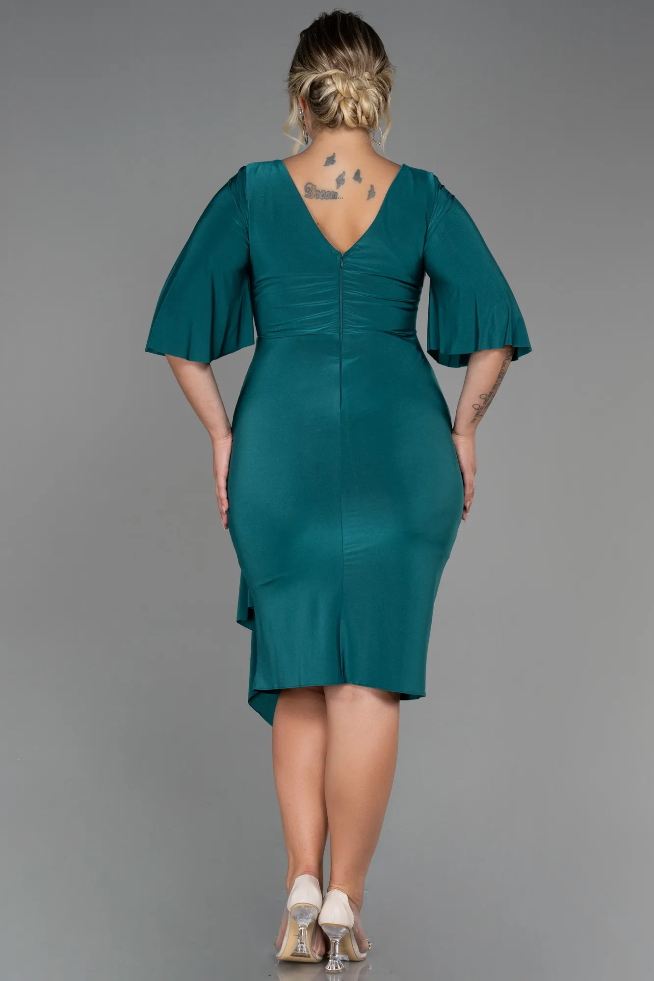 Green-Midi Plus Size Evening Dress ABK1801