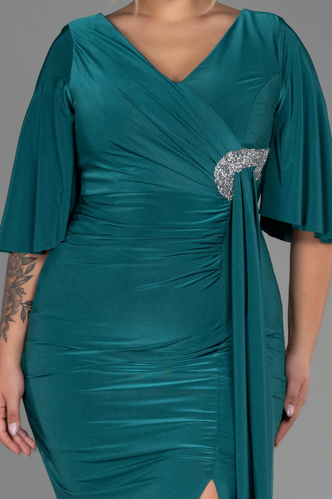 Green-Midi Plus Size Evening Dress ABK1801