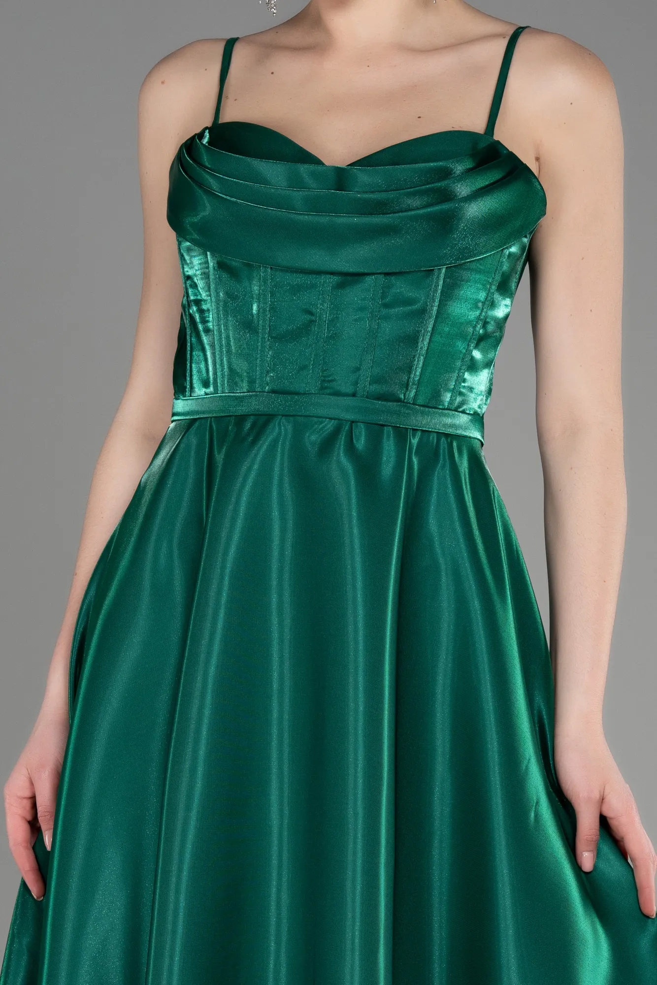Green-Midi Satin Party Dress ABK2011