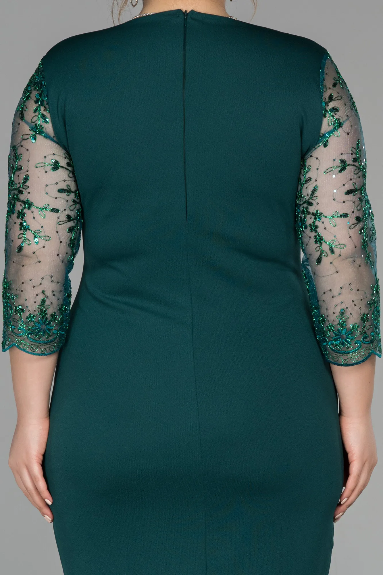 Green-Short Oversized Evening Dress ABK833