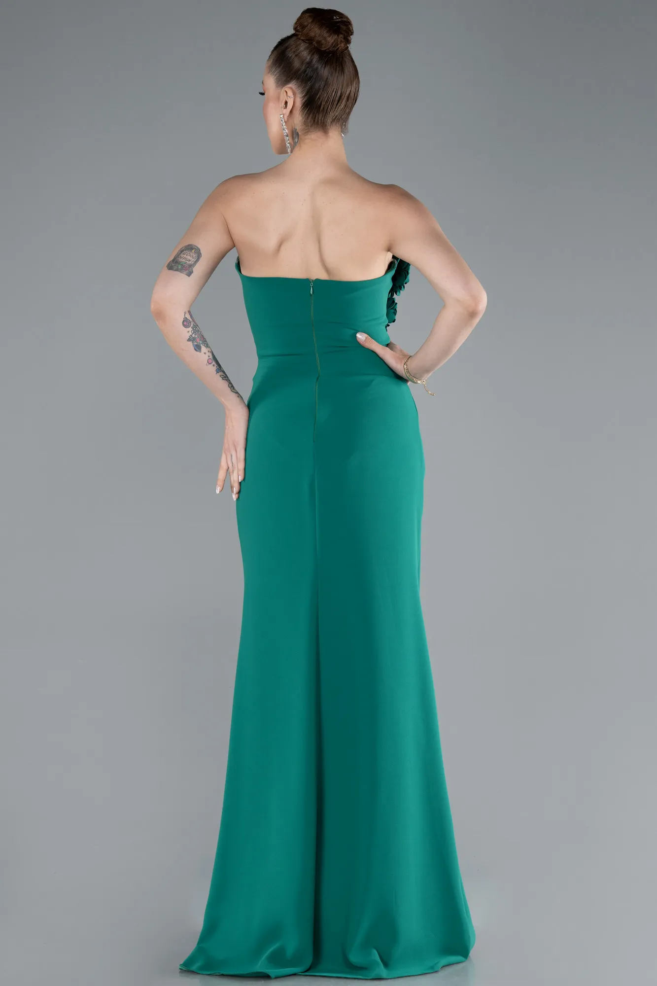 Green-Strapless Slit Long Prom Gown ABU4213