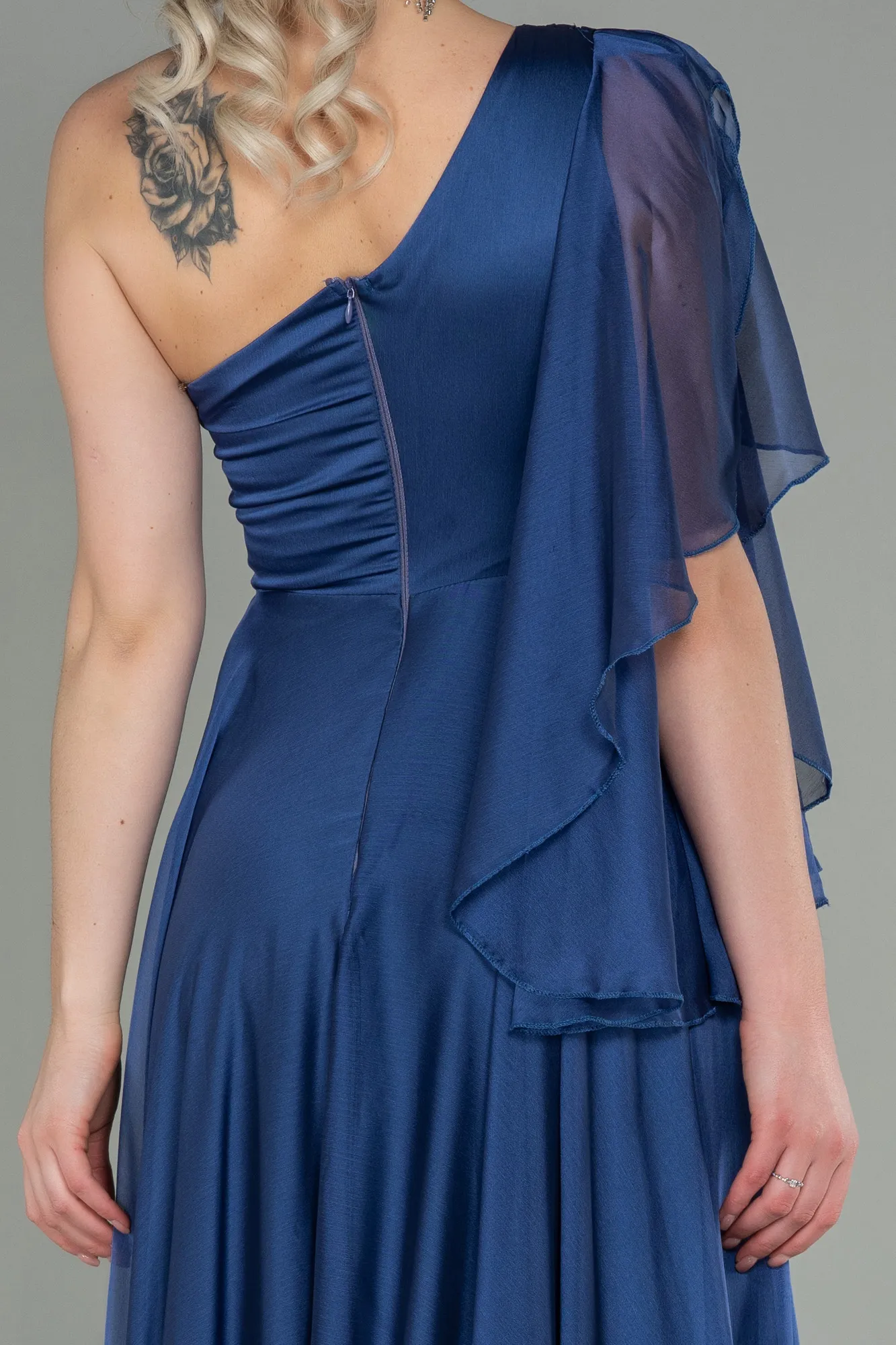 Grey-Indigo-Long Chiffon Evening Dress ABU3449