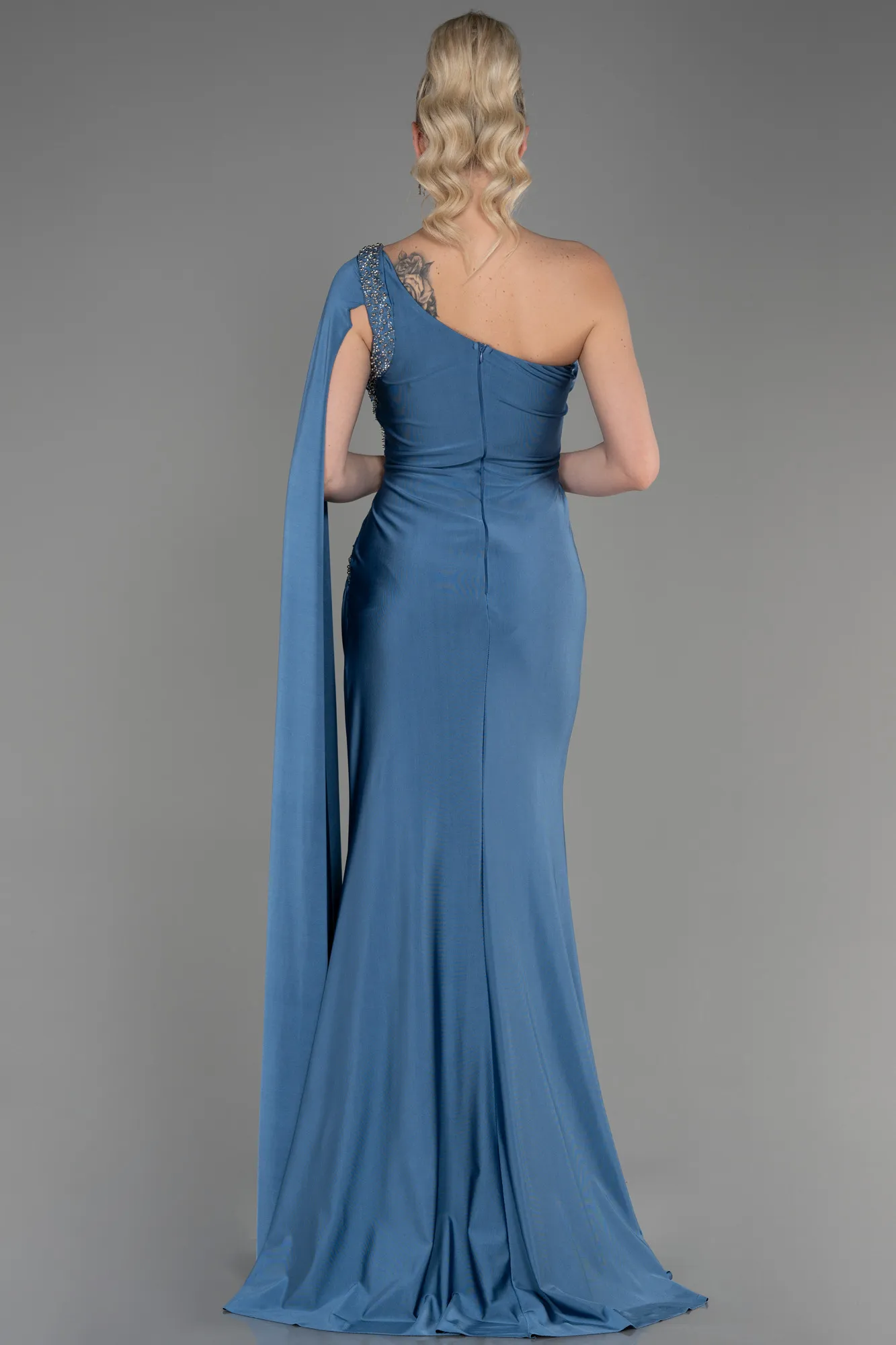 Grey-Indigo-Long Evening Dress ABU2663