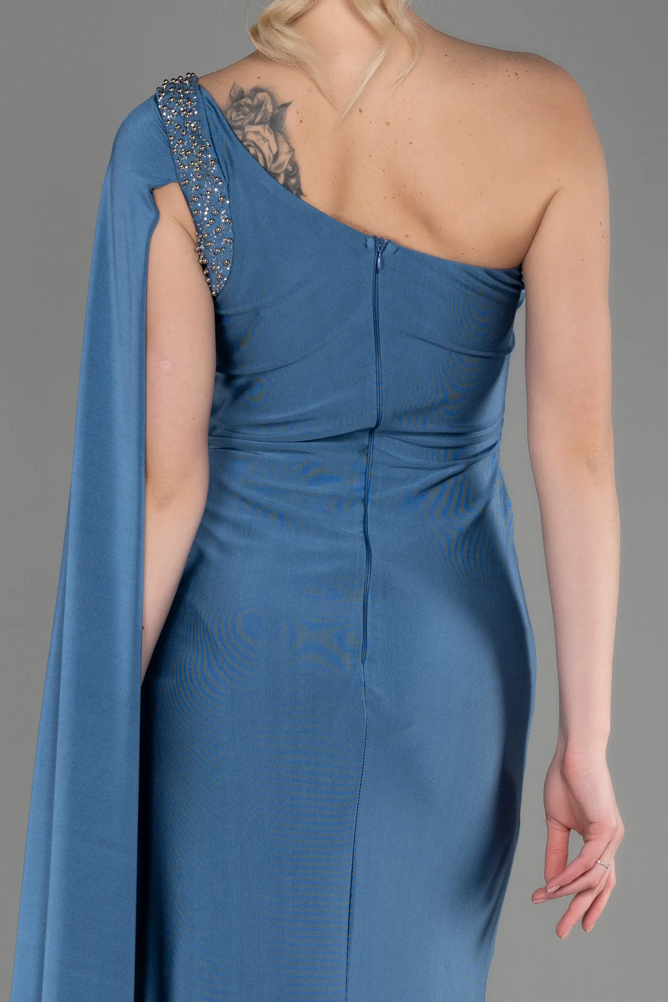 Grey-Indigo-Long Evening Dress ABU2663