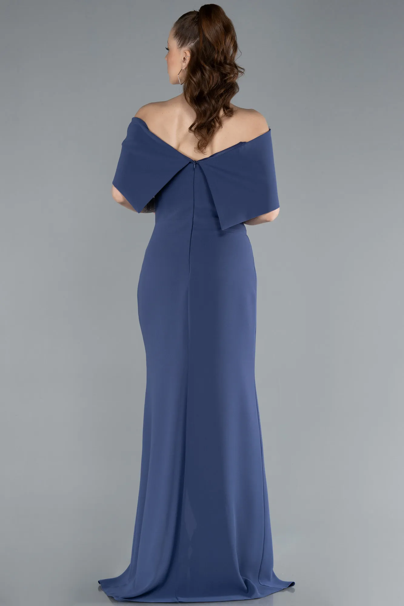 Grey-Indigo-Long Evening Dress ABU3775