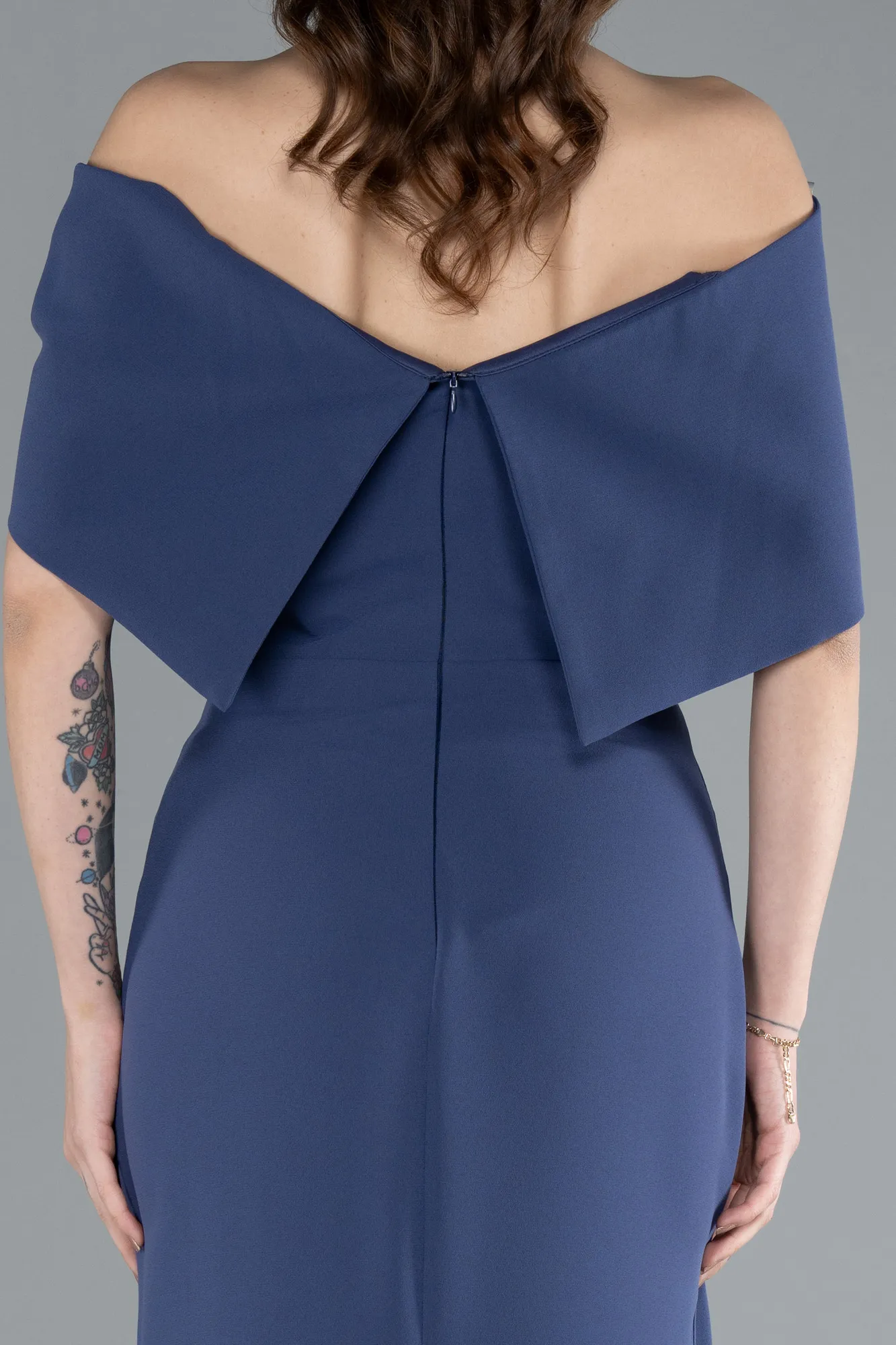 Grey-Indigo-Long Evening Dress ABU3775