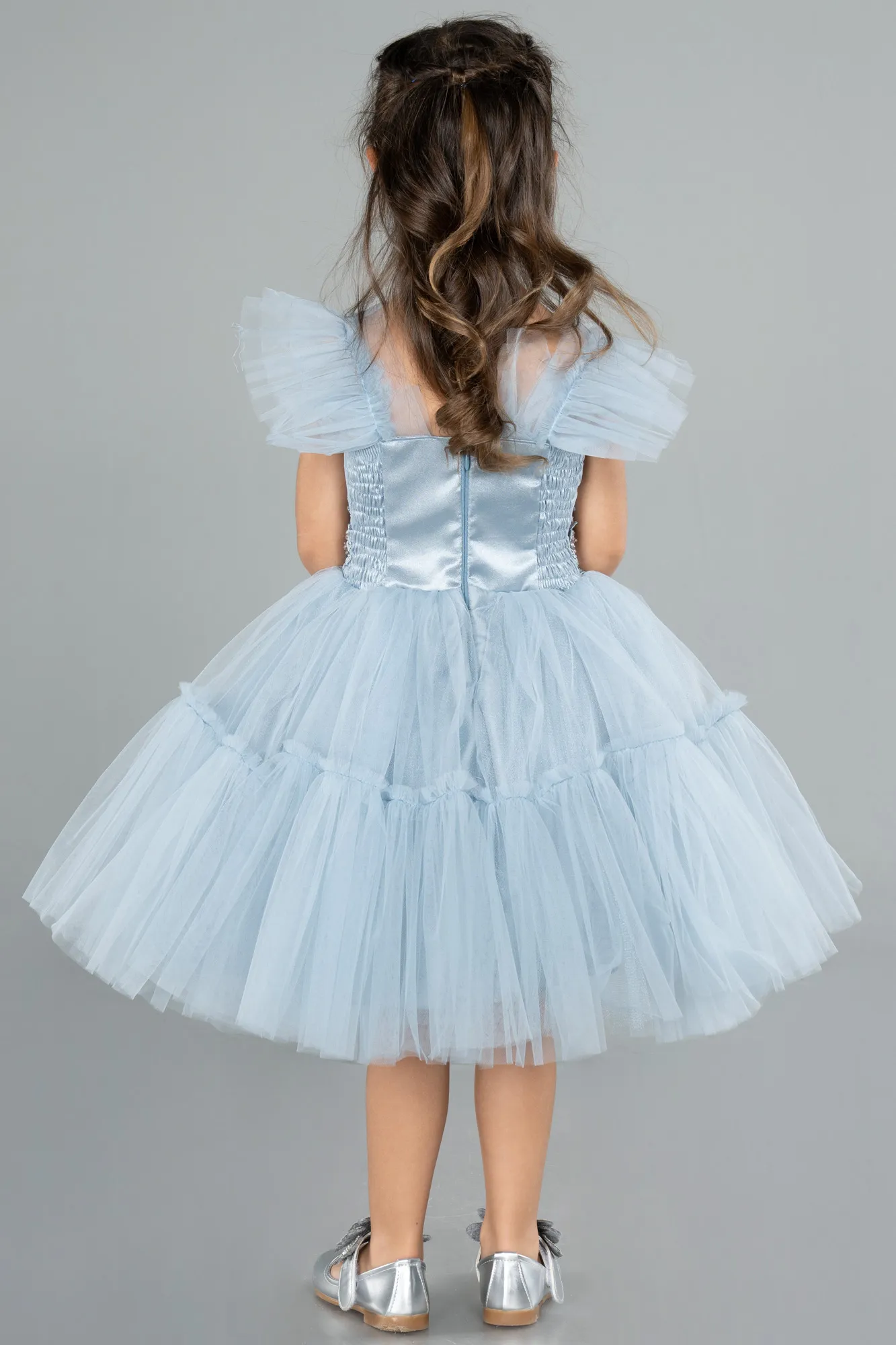 Grey-Indigo-Short Girl Dress ABK2067