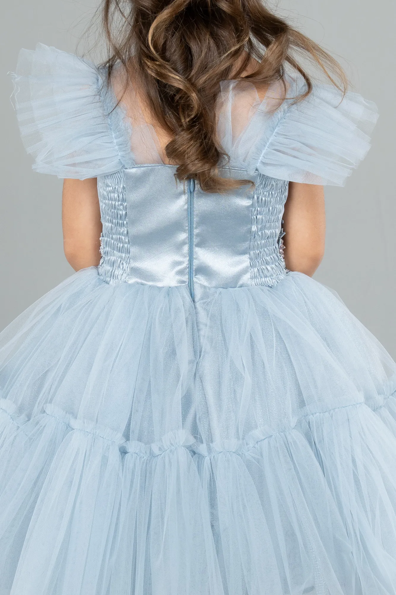 Grey-Indigo-Short Girl Dress ABK2067