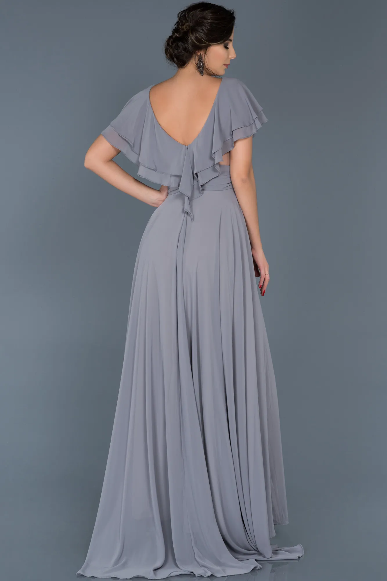 Grey-Long Plus Size Evening Dress ABU032