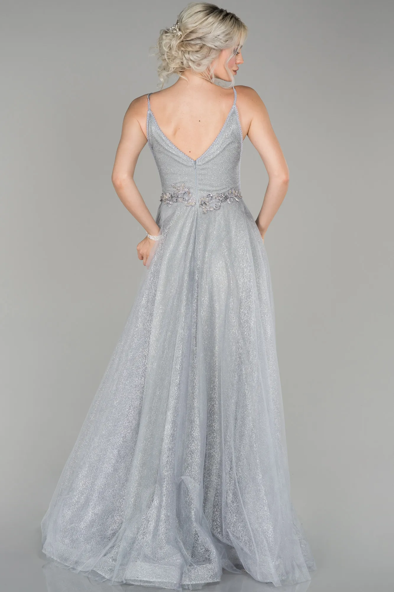 Grey-Long Engagement Dress ABU1442