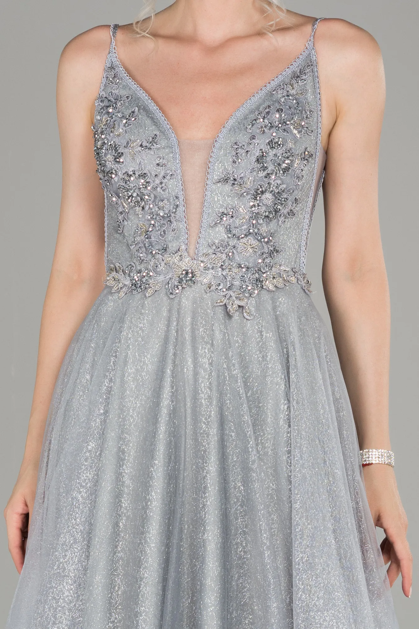 Grey-Long Engagement Dress ABU1442