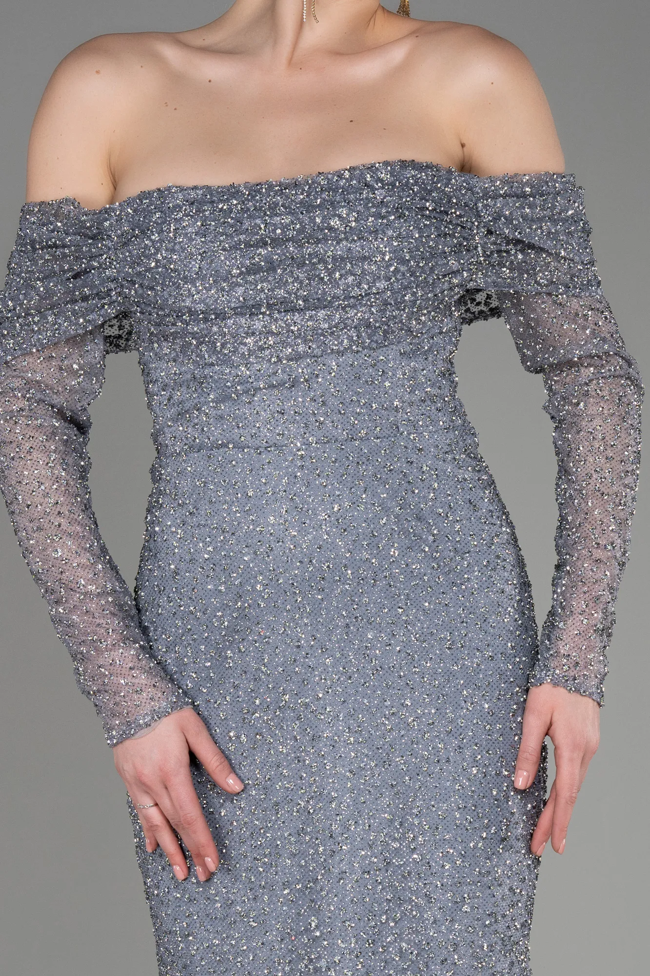 Grey-Long Mermaid Prom Dress ABU3777