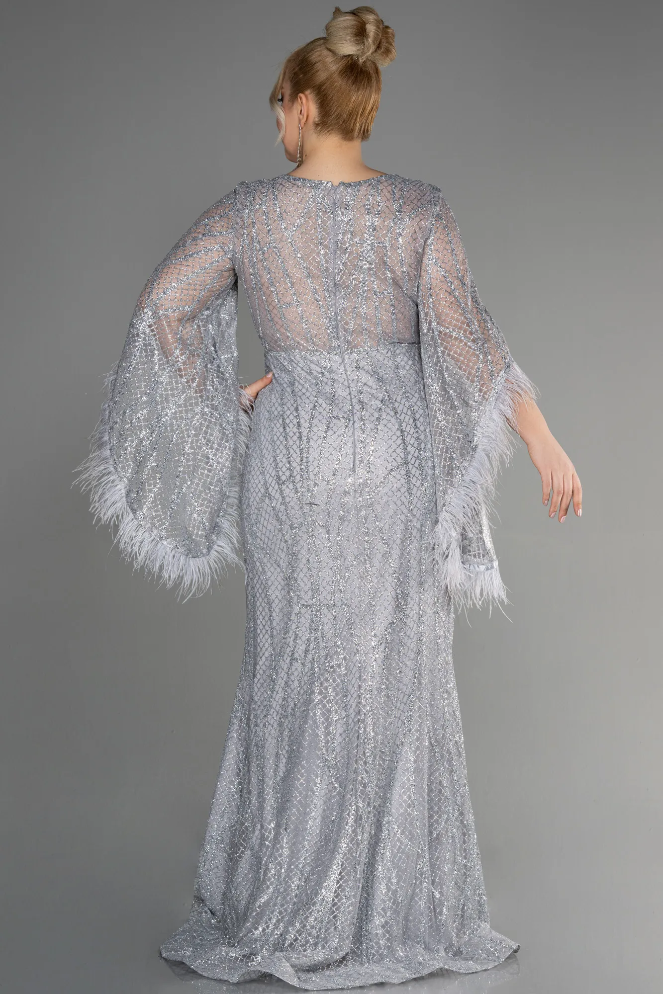 Grey-Long Oversized Evening Dress ABU1219