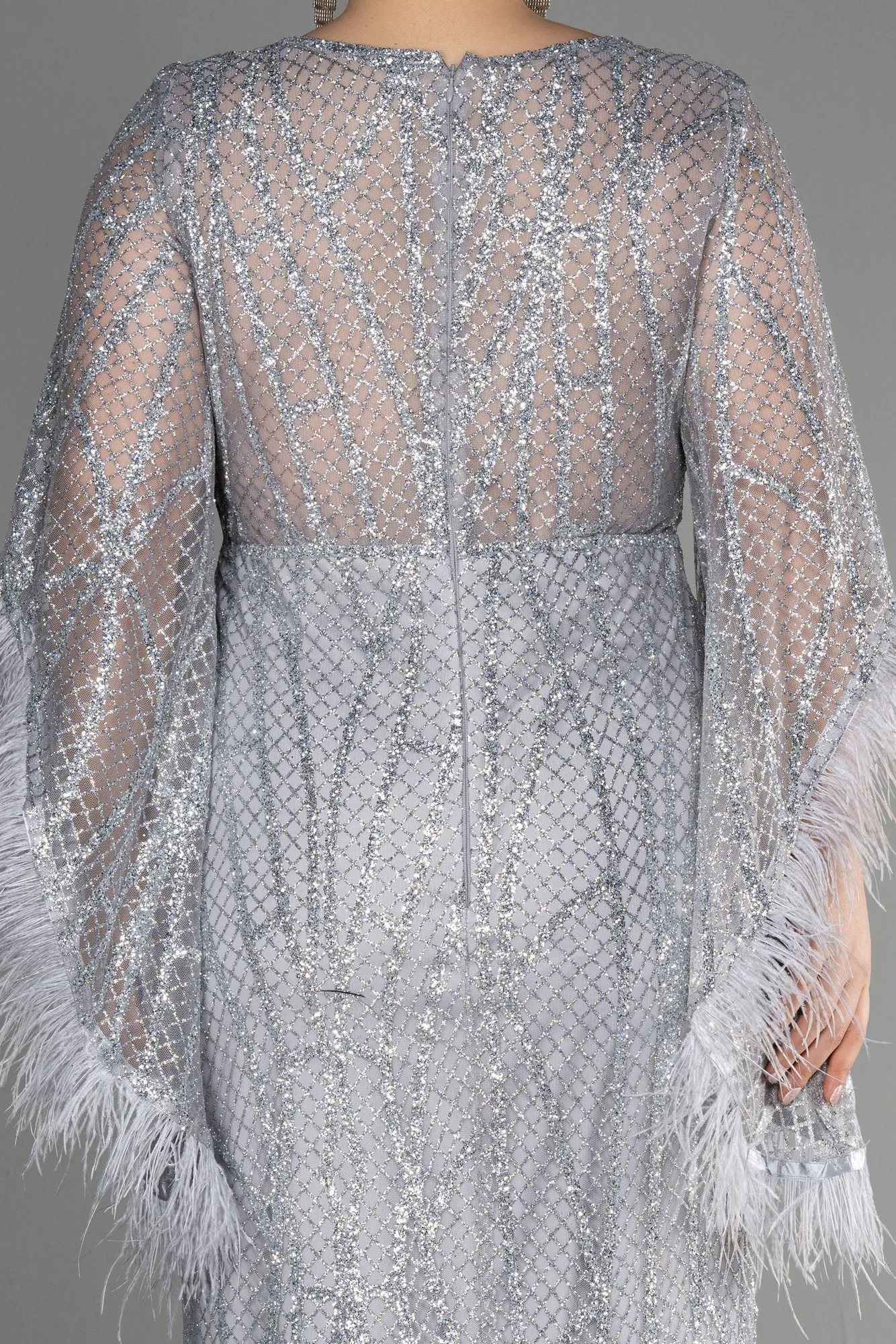 Grey-Long Oversized Evening Dress ABU1219