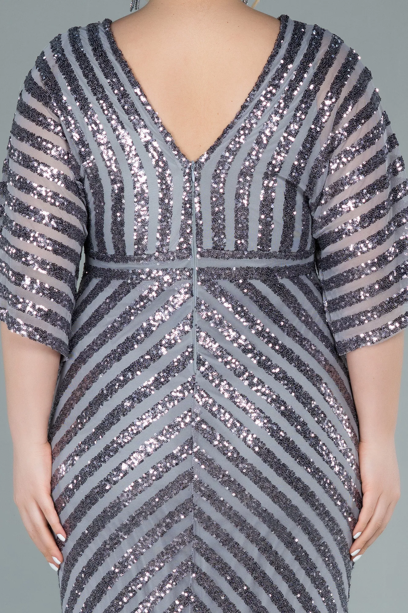 Grey-Long Plus Size Evening Dress ABU2309