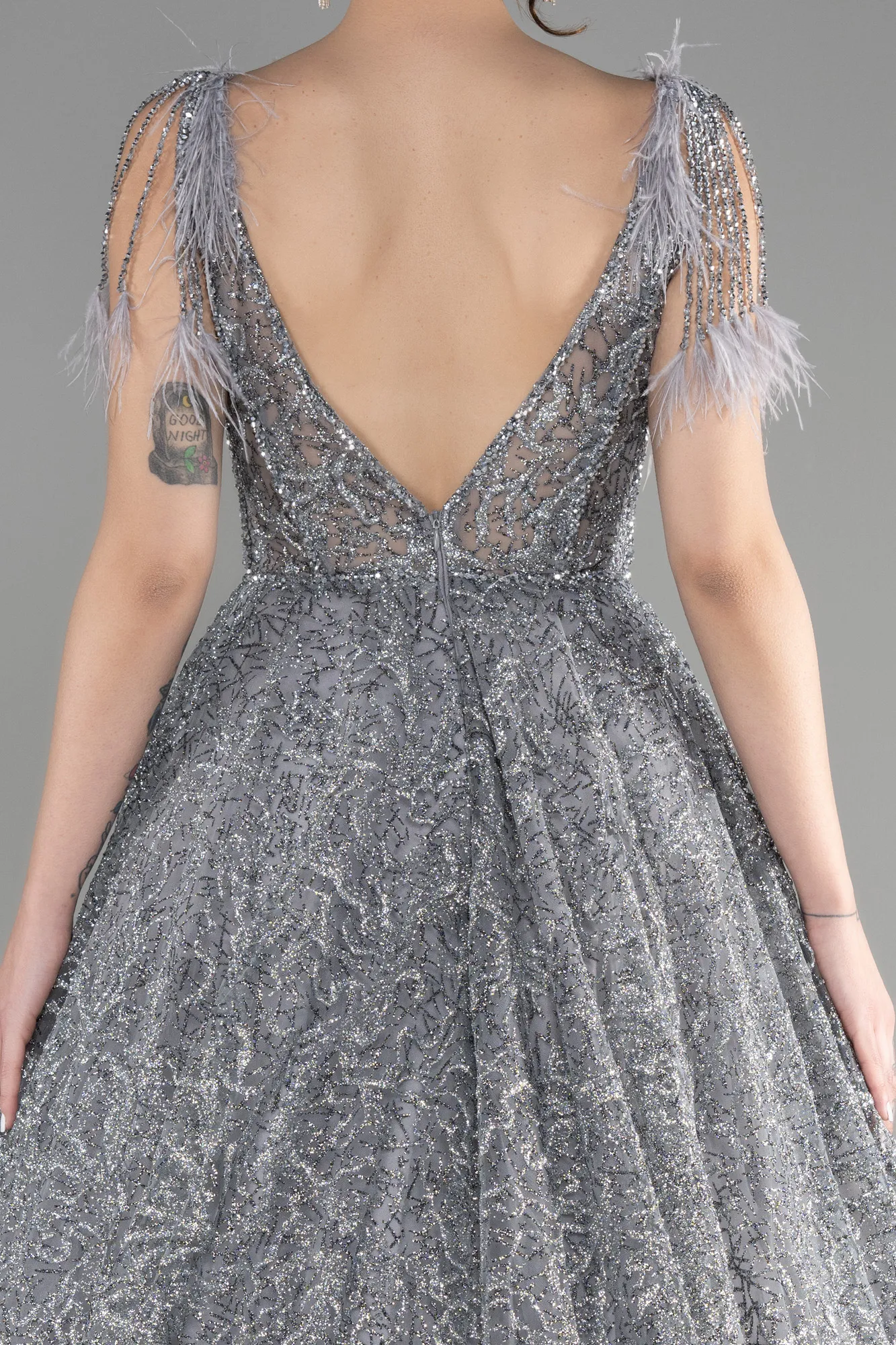 Grey-Long Special Design Engagement Dress ABU3557