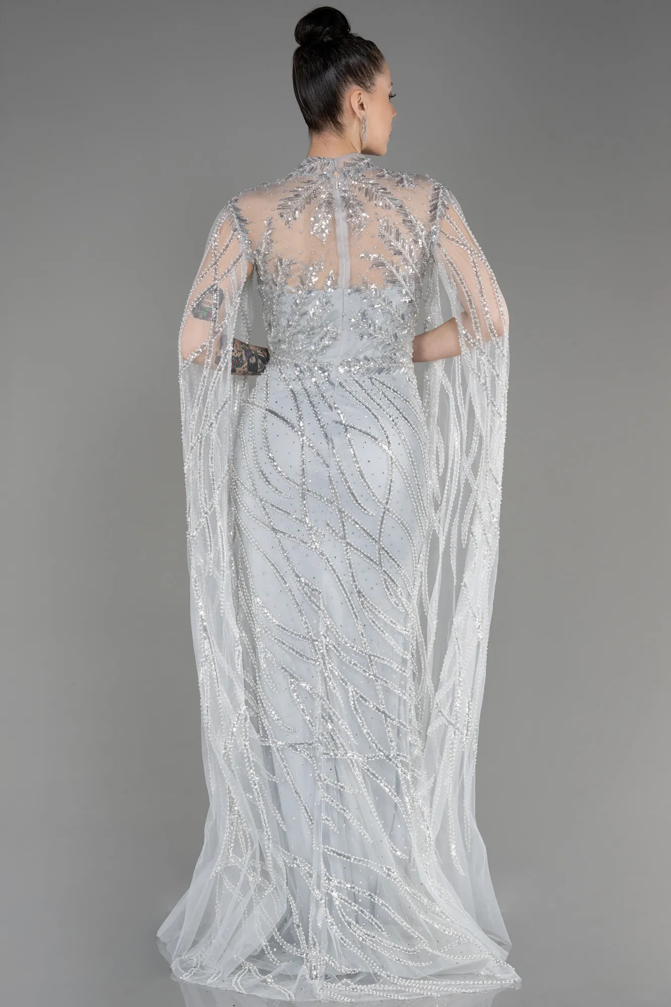 Grey-Long Special Design Engagement Dress ABU3797