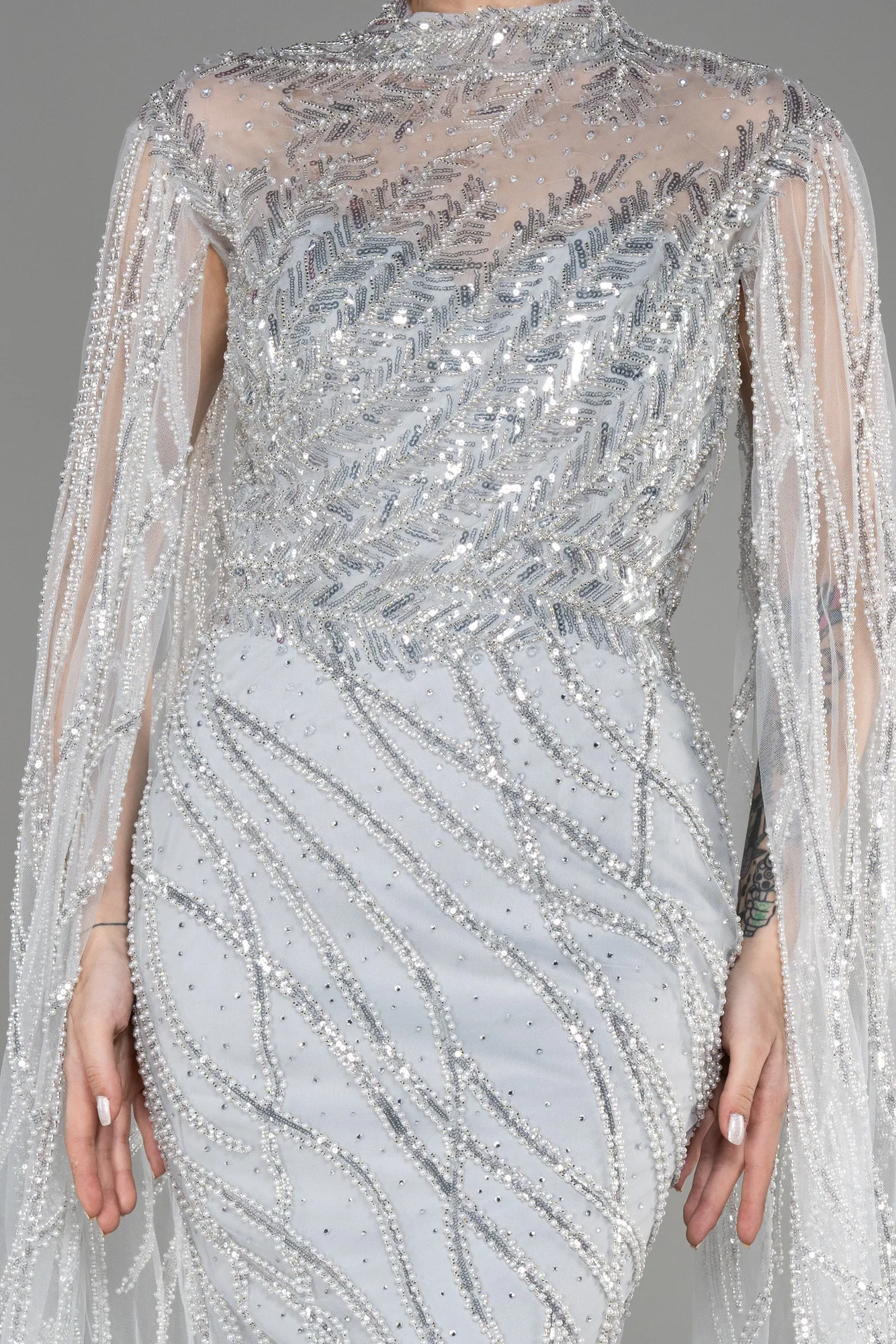 Grey-Long Special Design Engagement Dress ABU3797