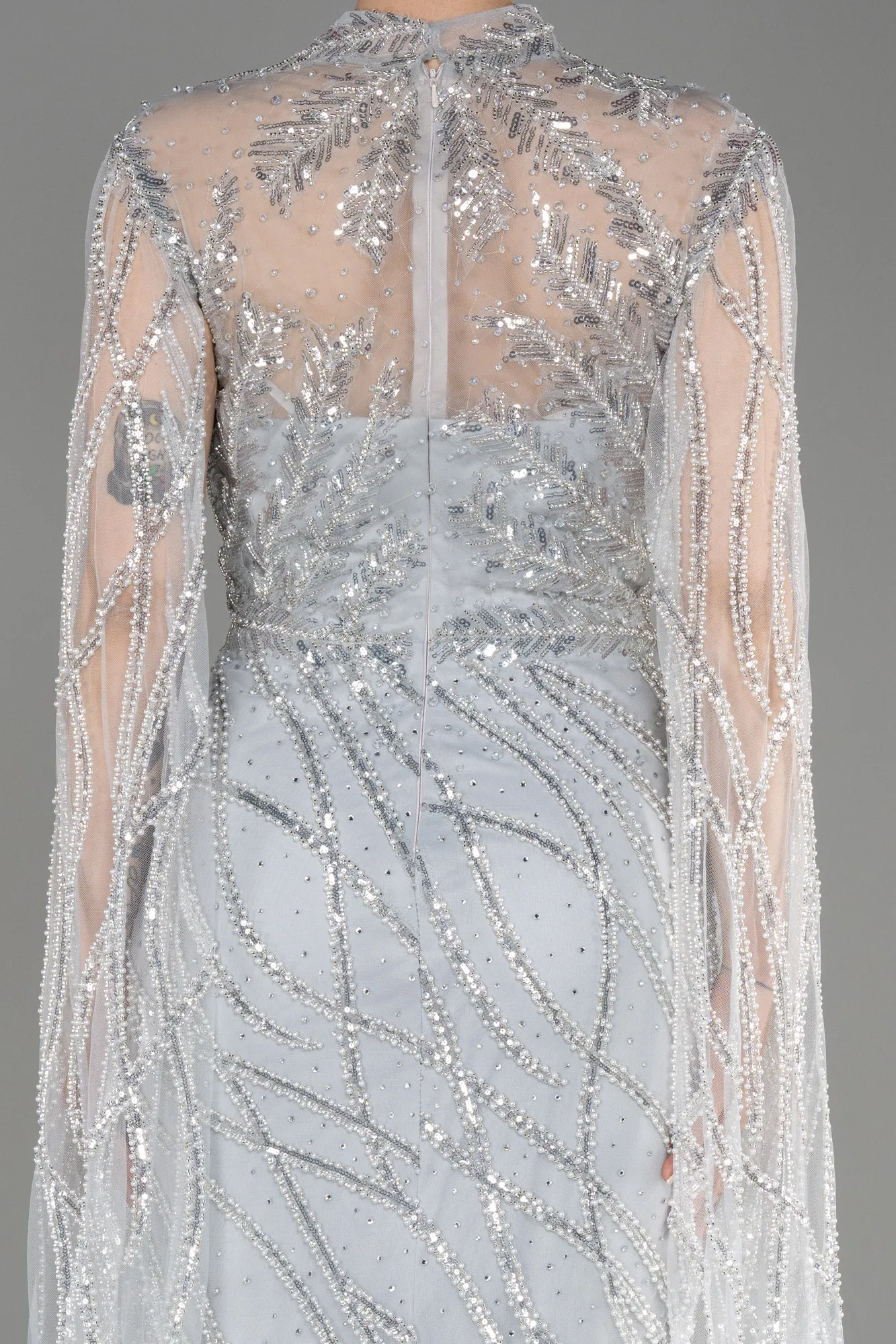 Grey-Long Special Design Engagement Dress ABU3797