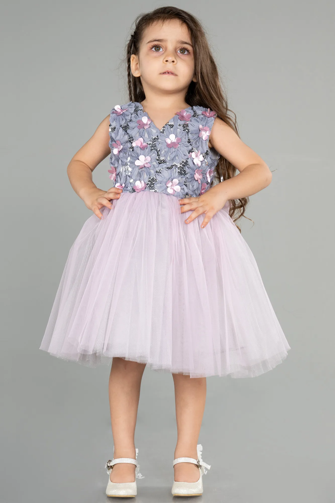 Grey-Short Girl Dress ABK1436