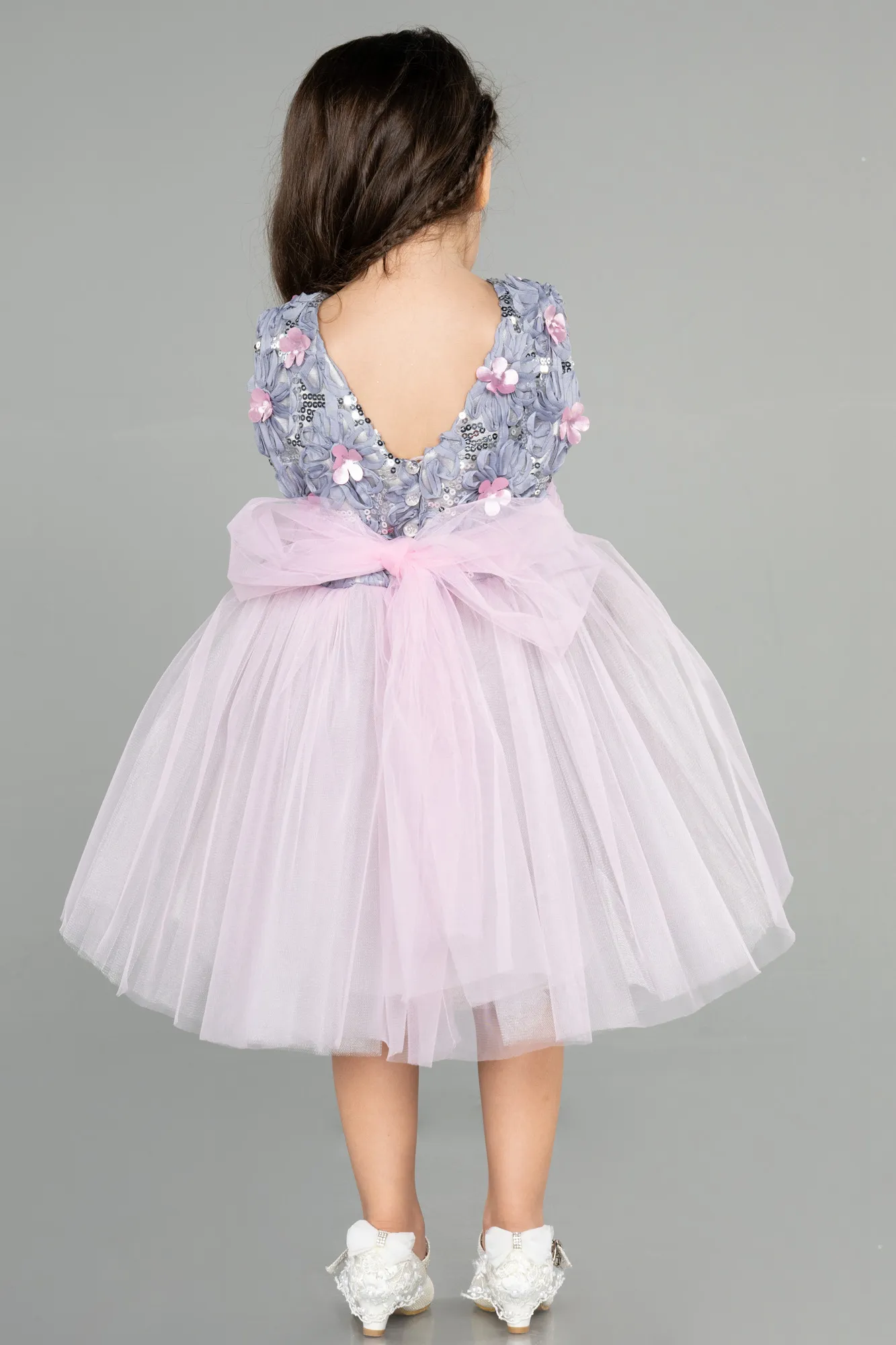 Grey-Short Girl Dress ABK1436