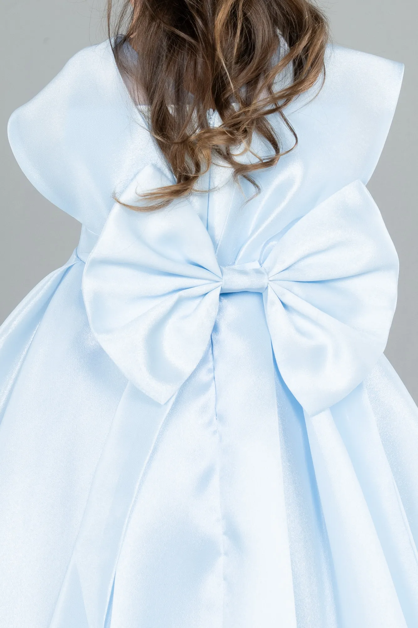 Ice Blue-Front Short Back Long Girl Dress ABO113