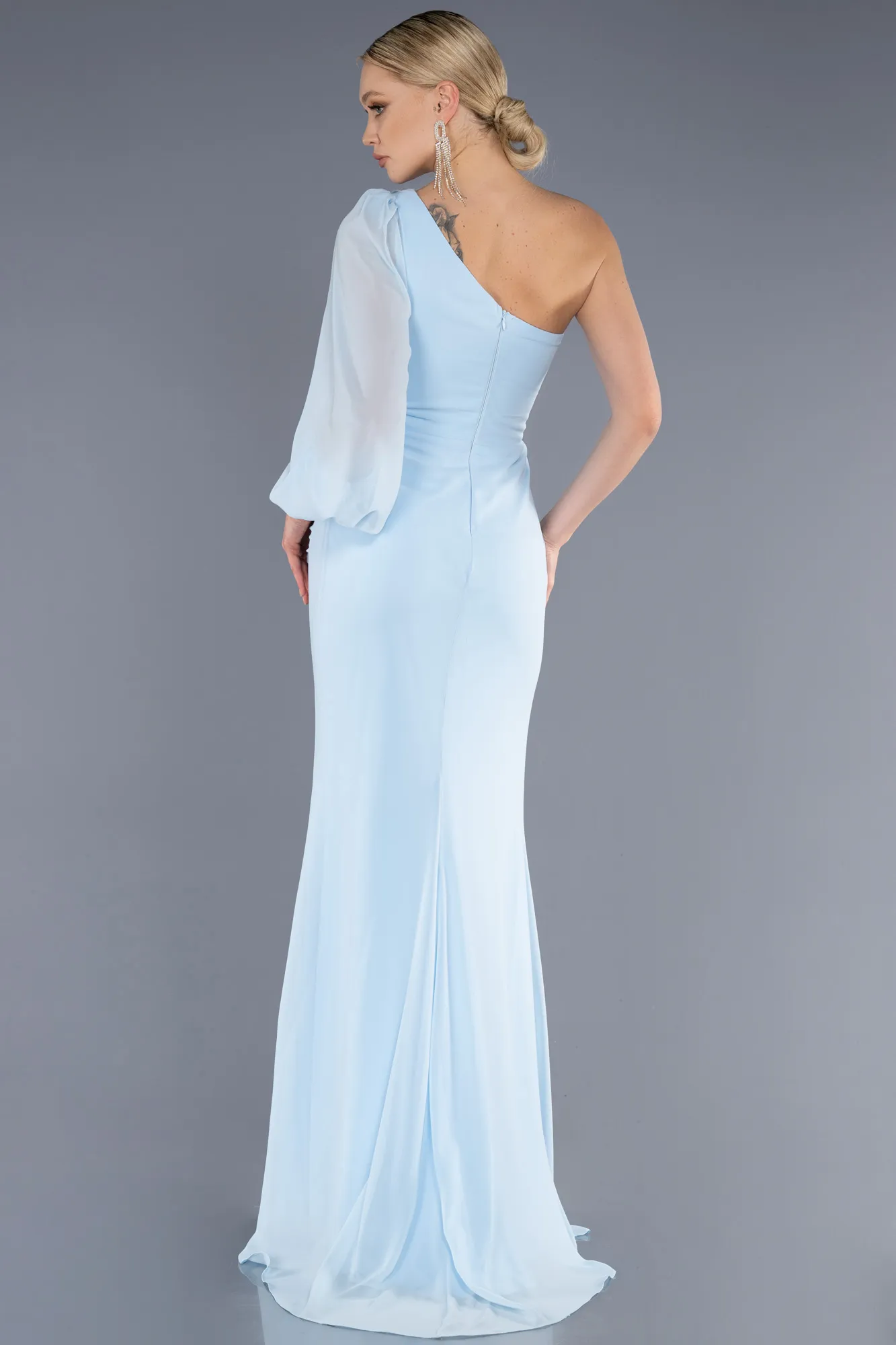 Ice Blue-Long Chiffon Evening Dress ABU3677