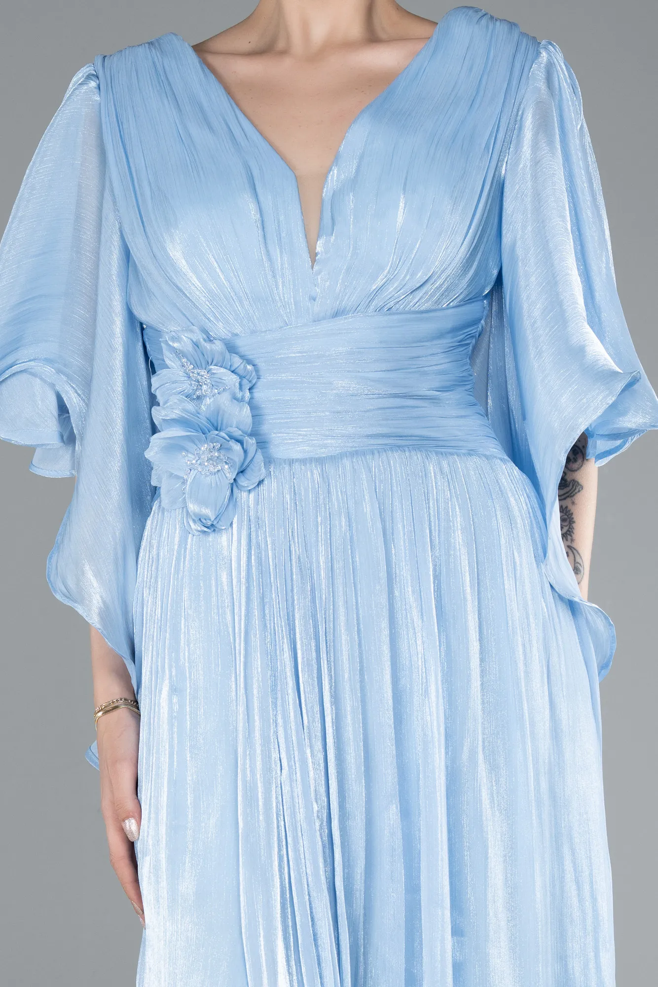 Ice Blue-Long Chiffon Evening Dress ABU4922