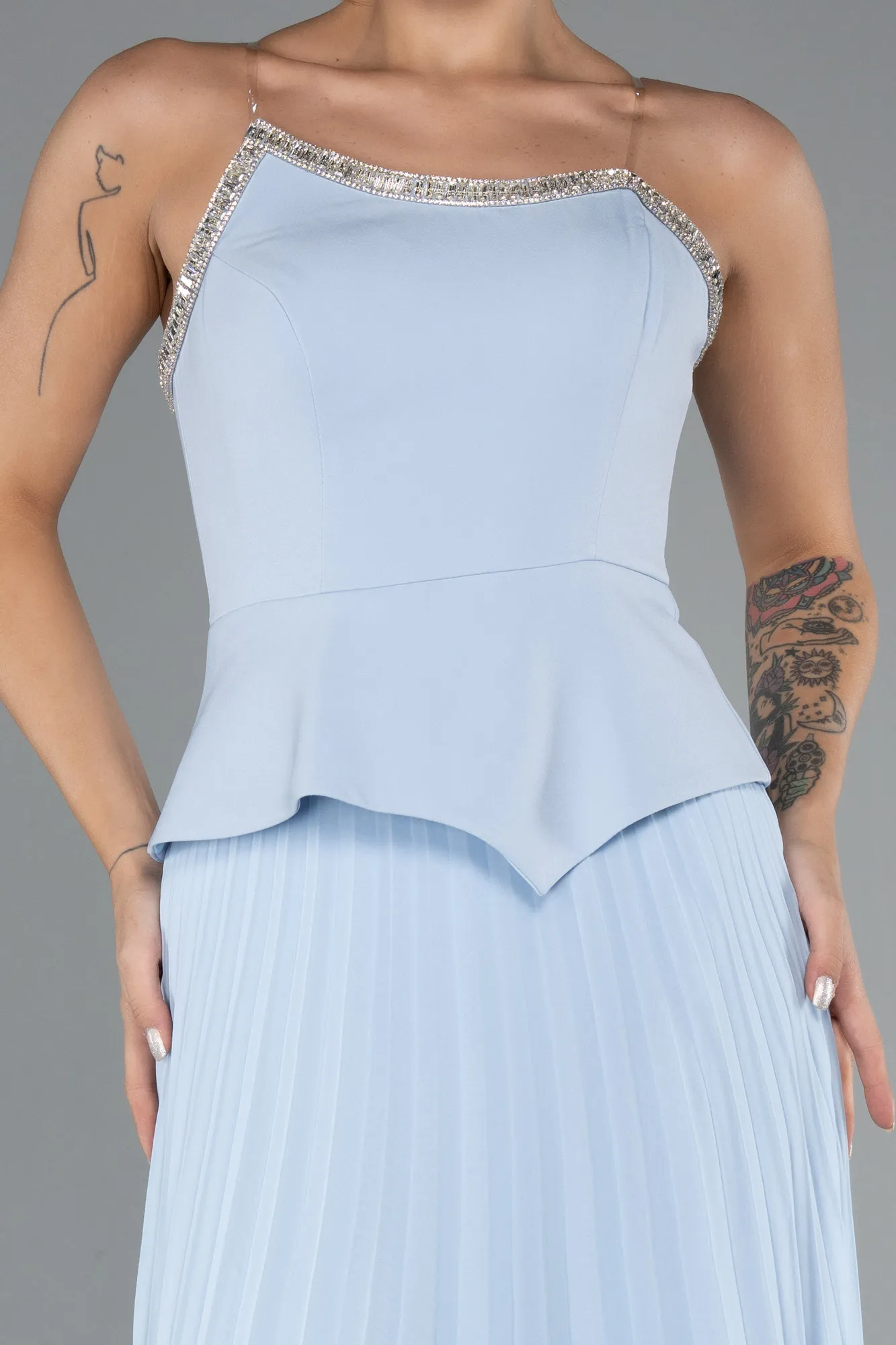 Ice Blue-Long Chiffon Evening Dress ABU5362