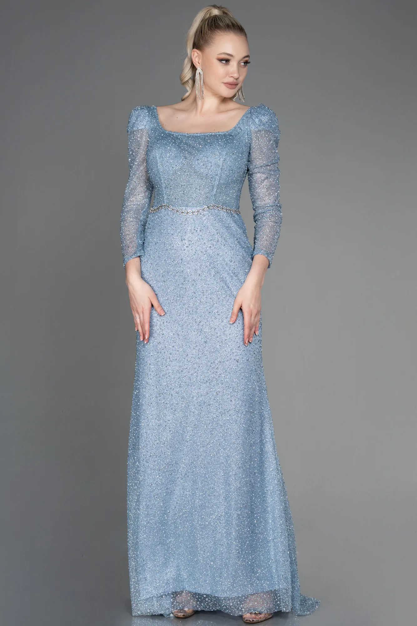 Ice Blue-Long Evening Dress ABU2996