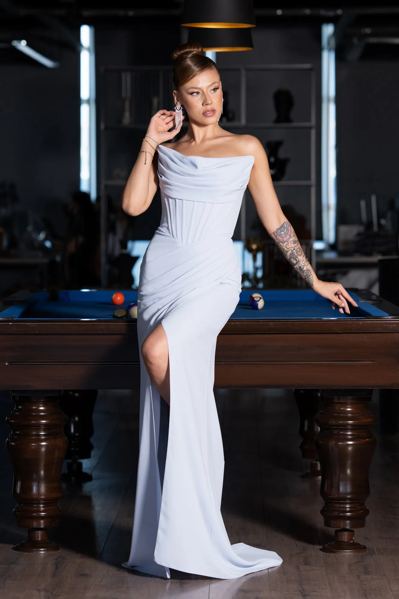 Ice Blue-Long Evening Dress ABU5096