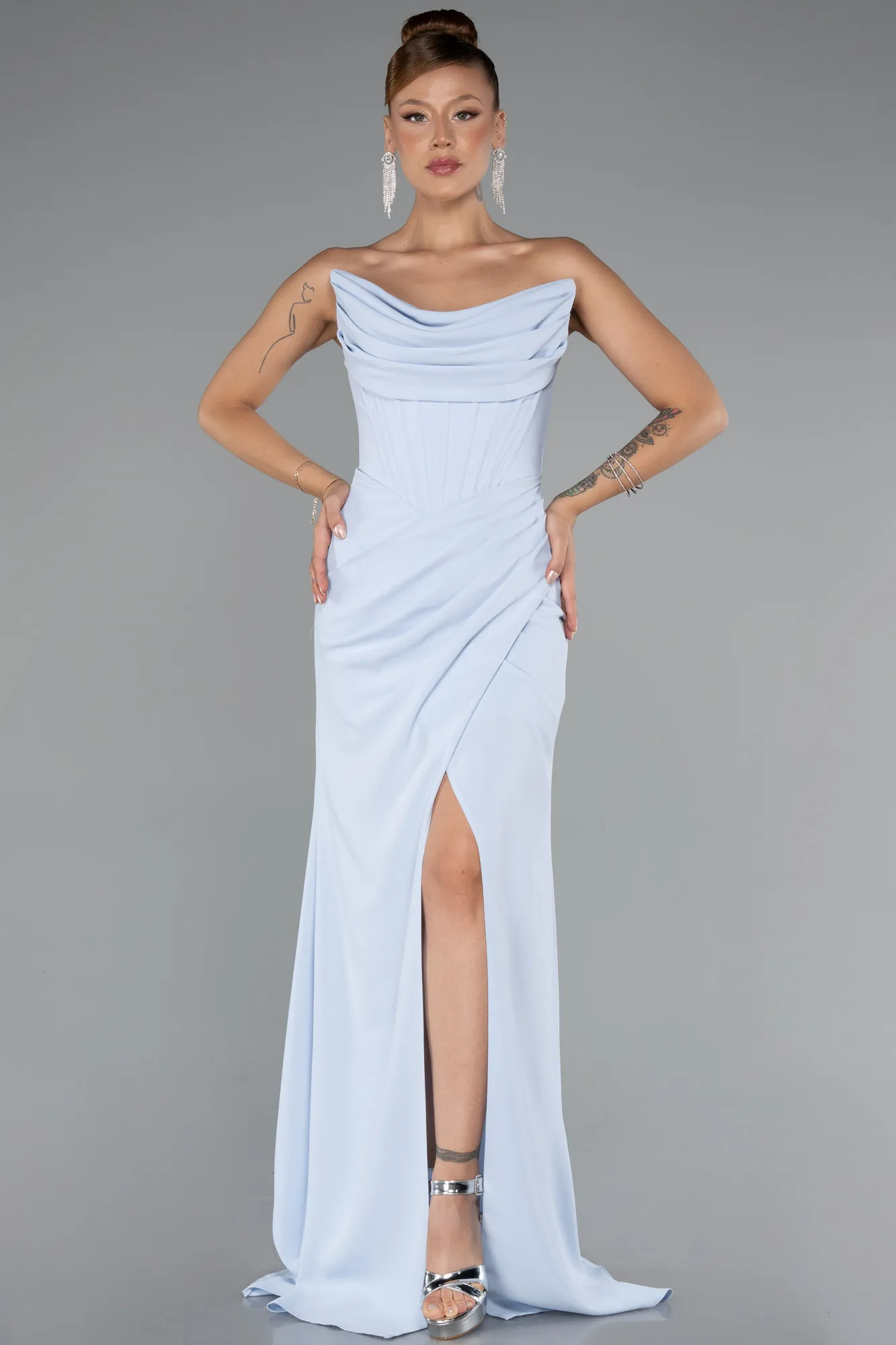 Ice Blue-Long Evening Dress ABU5096