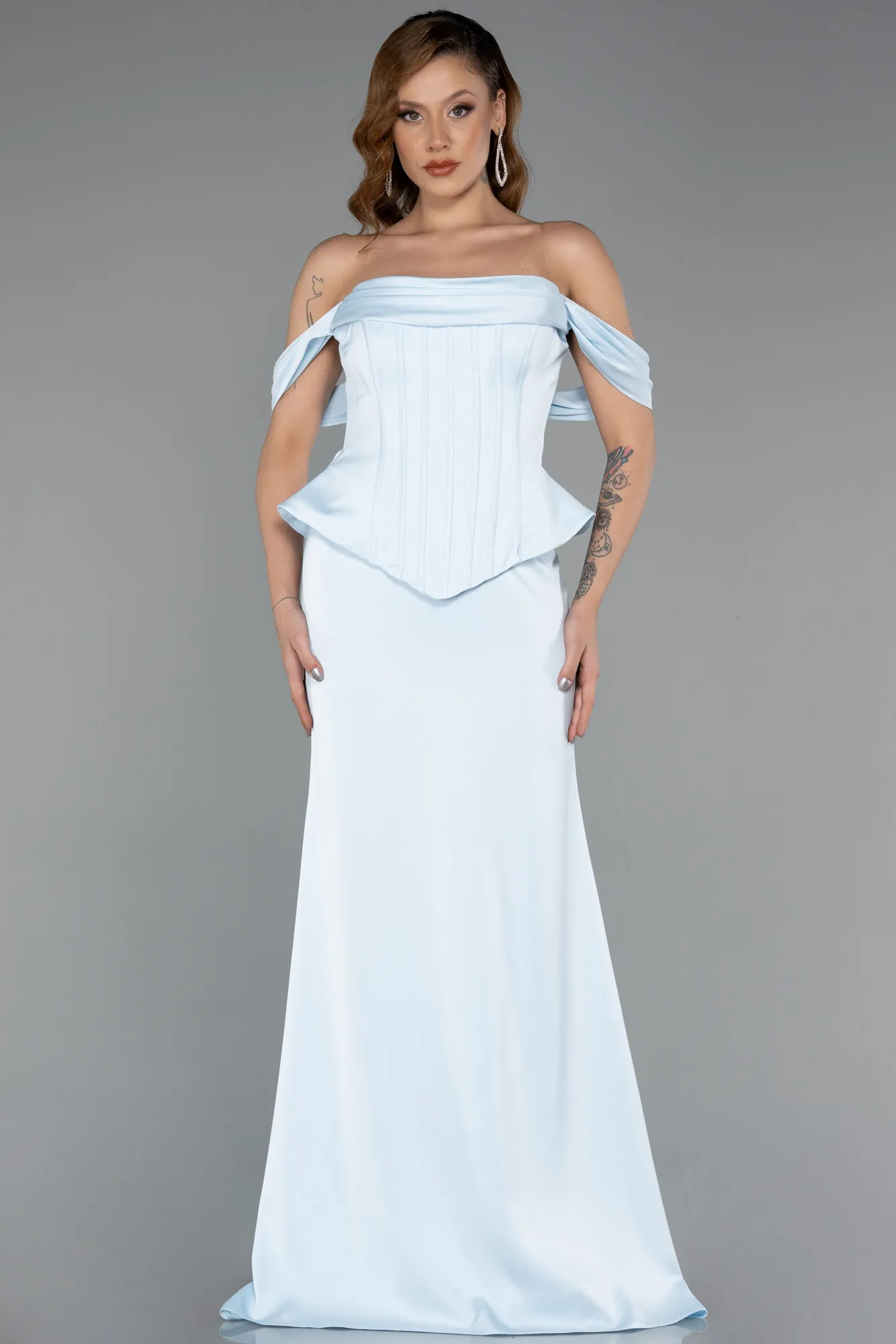 Ice Blue-Long Evening Dress ABU5405