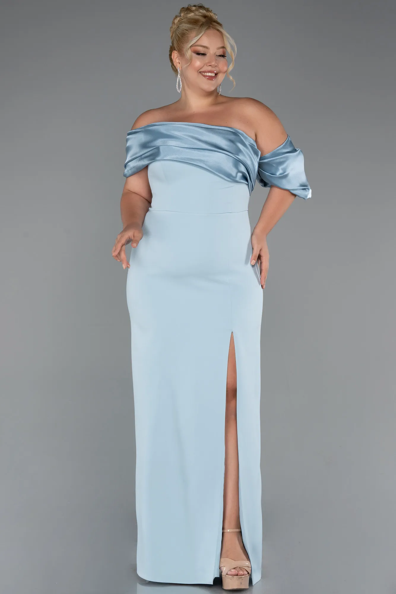 Ice Blue-Long Formal Plus Size Dress ABU5047