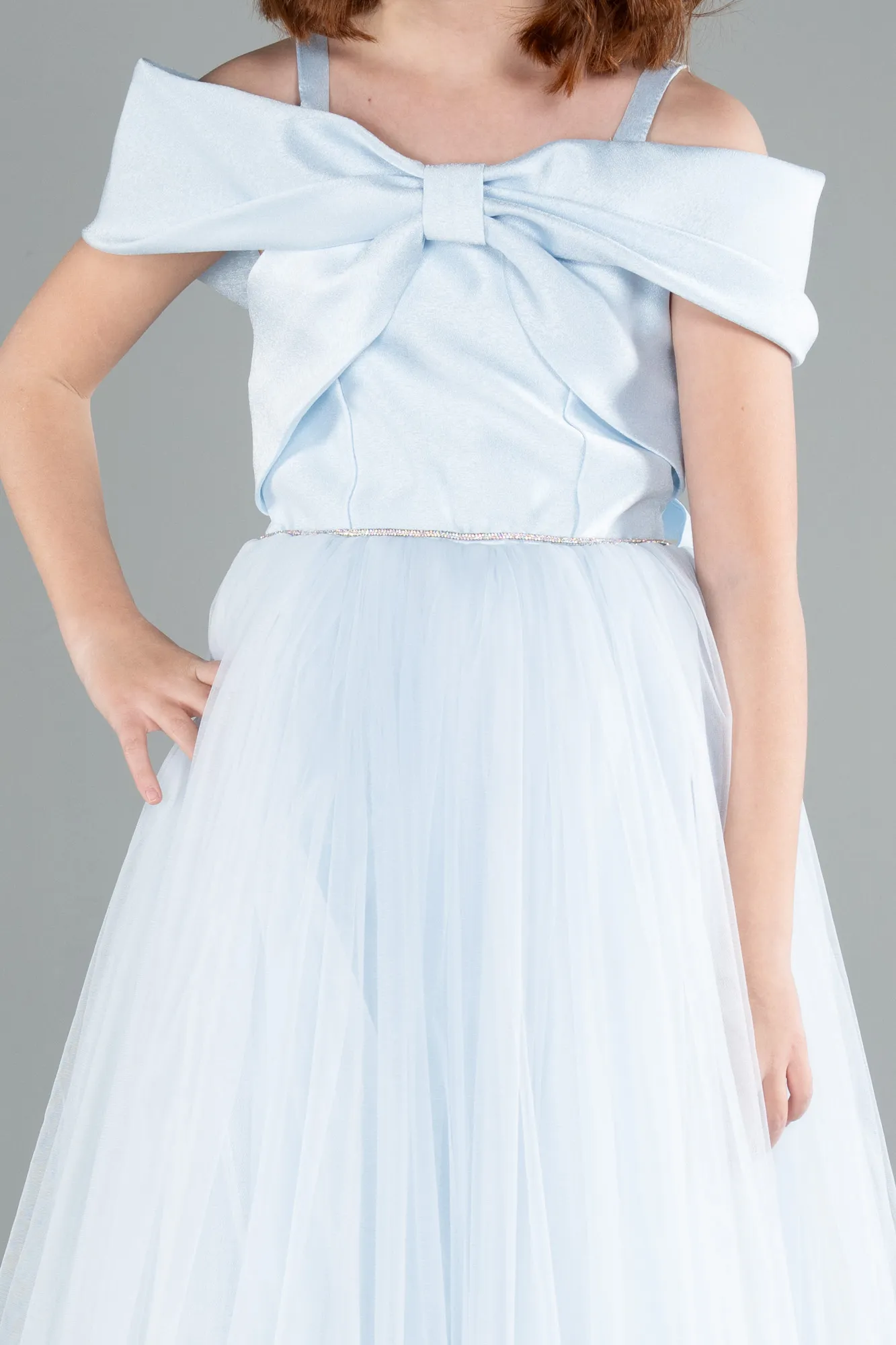 Ice Blue-Long Girl Dress ABU4826