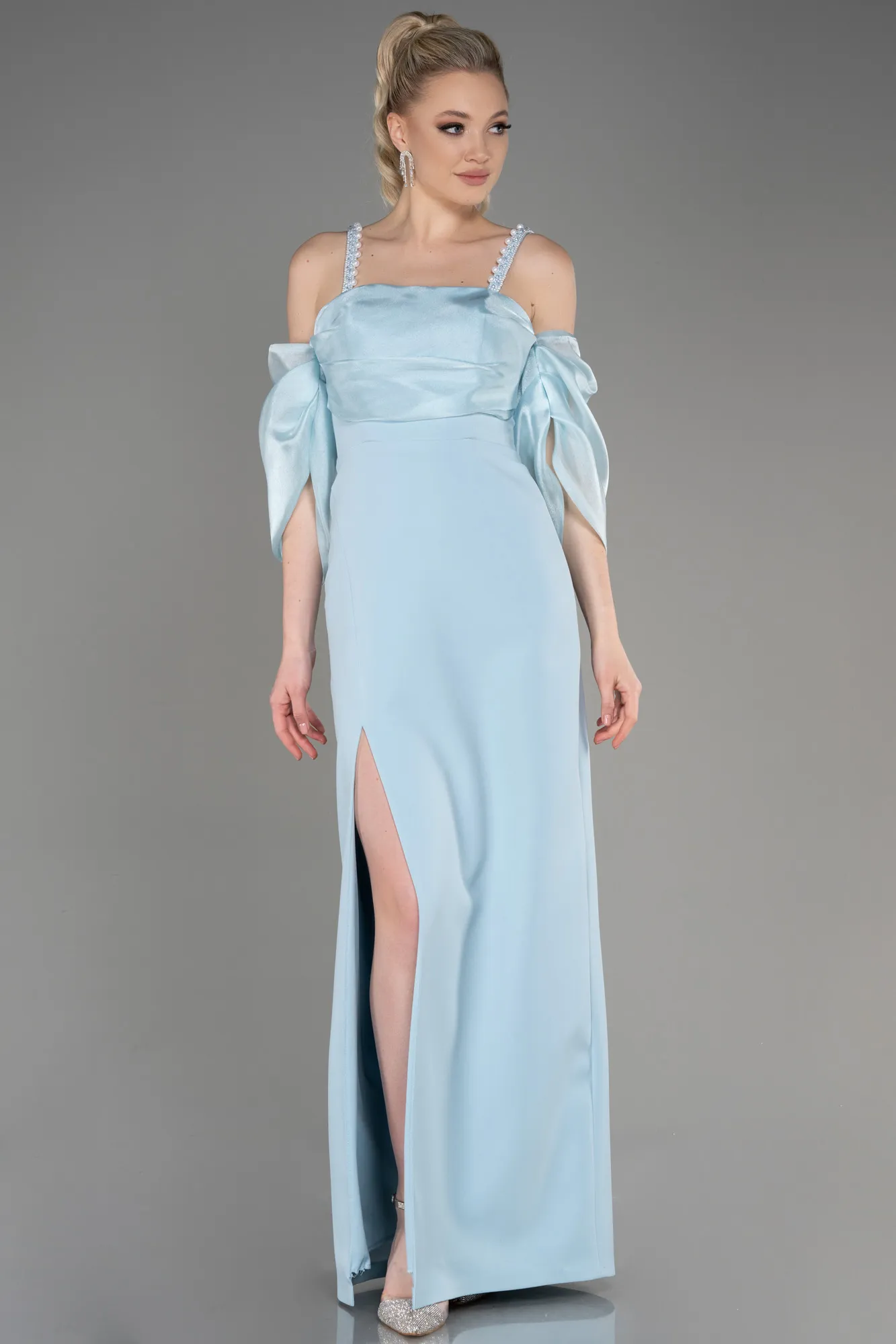 Ice Blue-Long Invitation Dress ABU2911