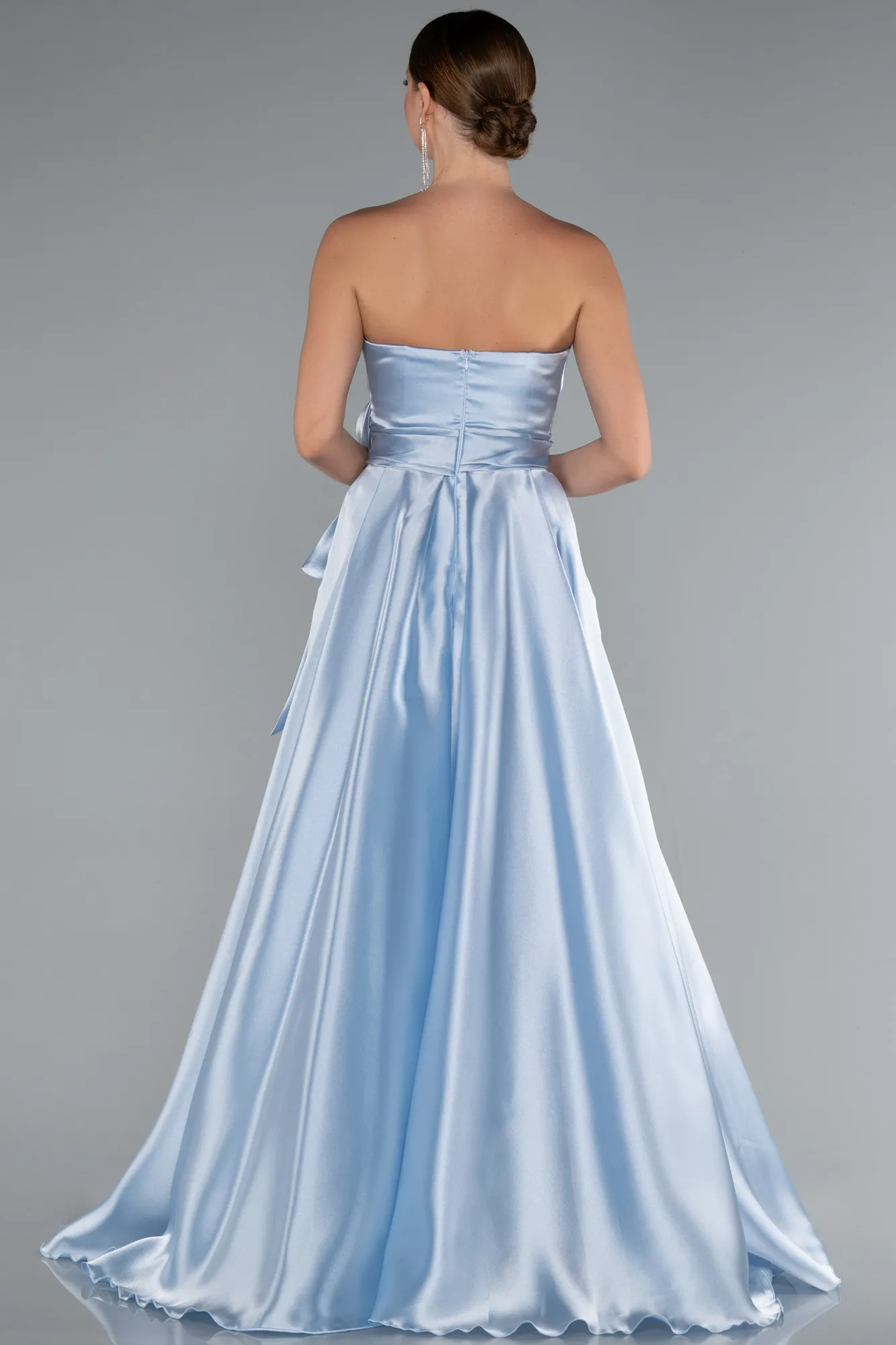 Ice Blue-Long Satin Evening Dress ABU3674