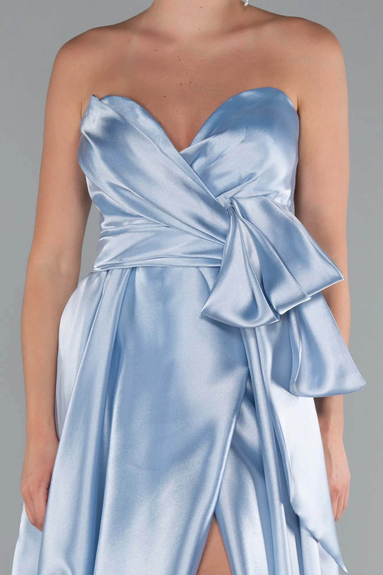 Ice Blue-Long Satin Evening Dress ABU3674