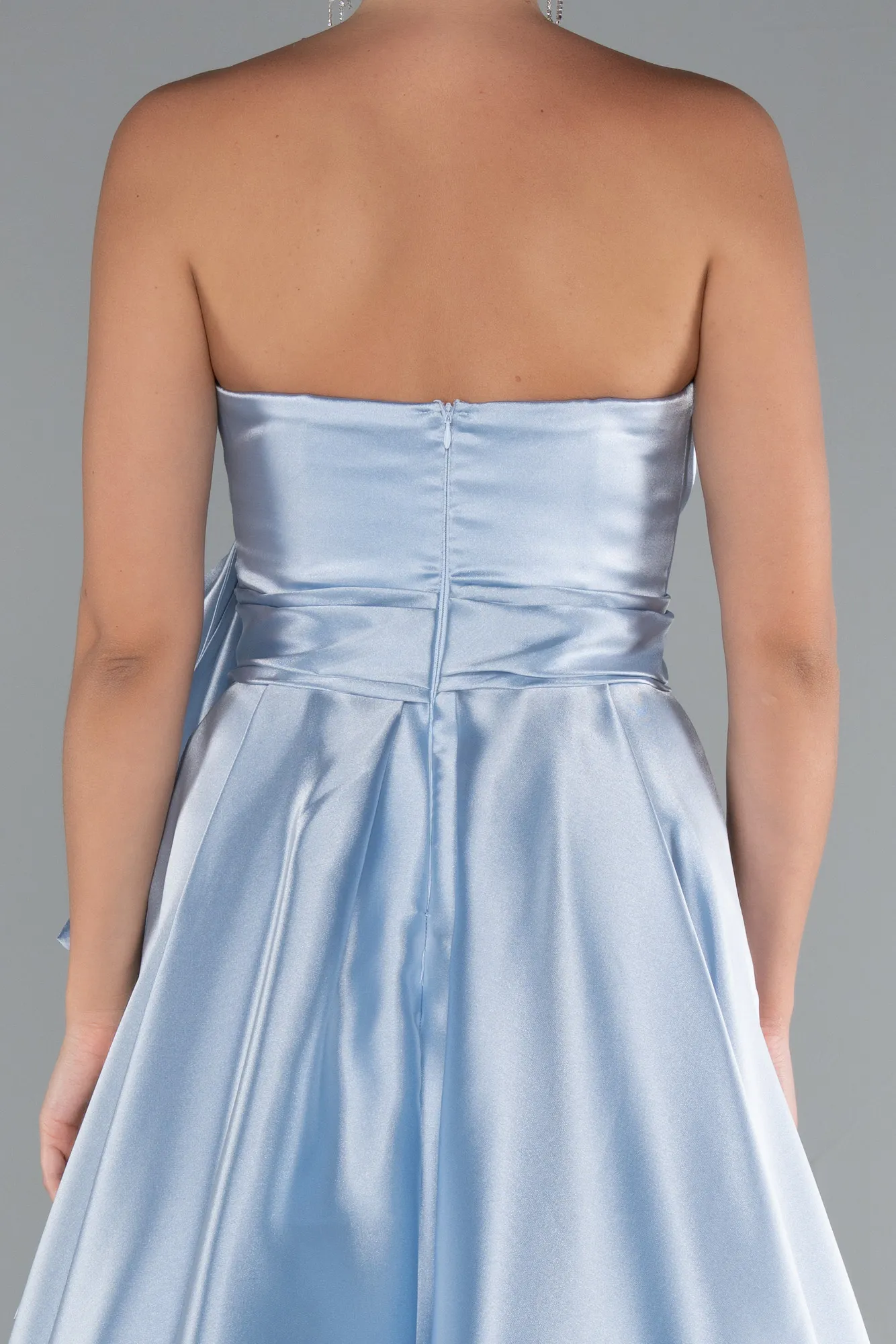 Ice Blue-Long Satin Evening Dress ABU3674