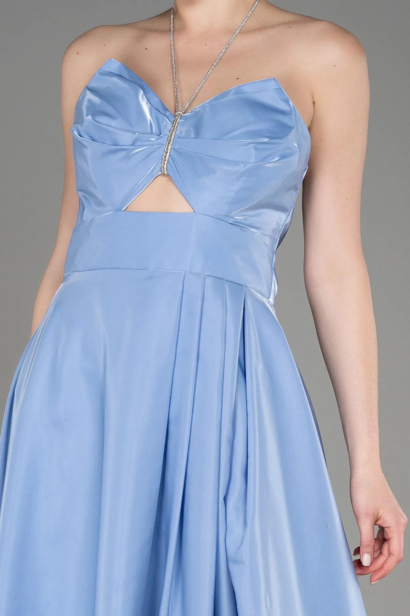 Ice Blue-Long Satin Evening Dress ABU3755